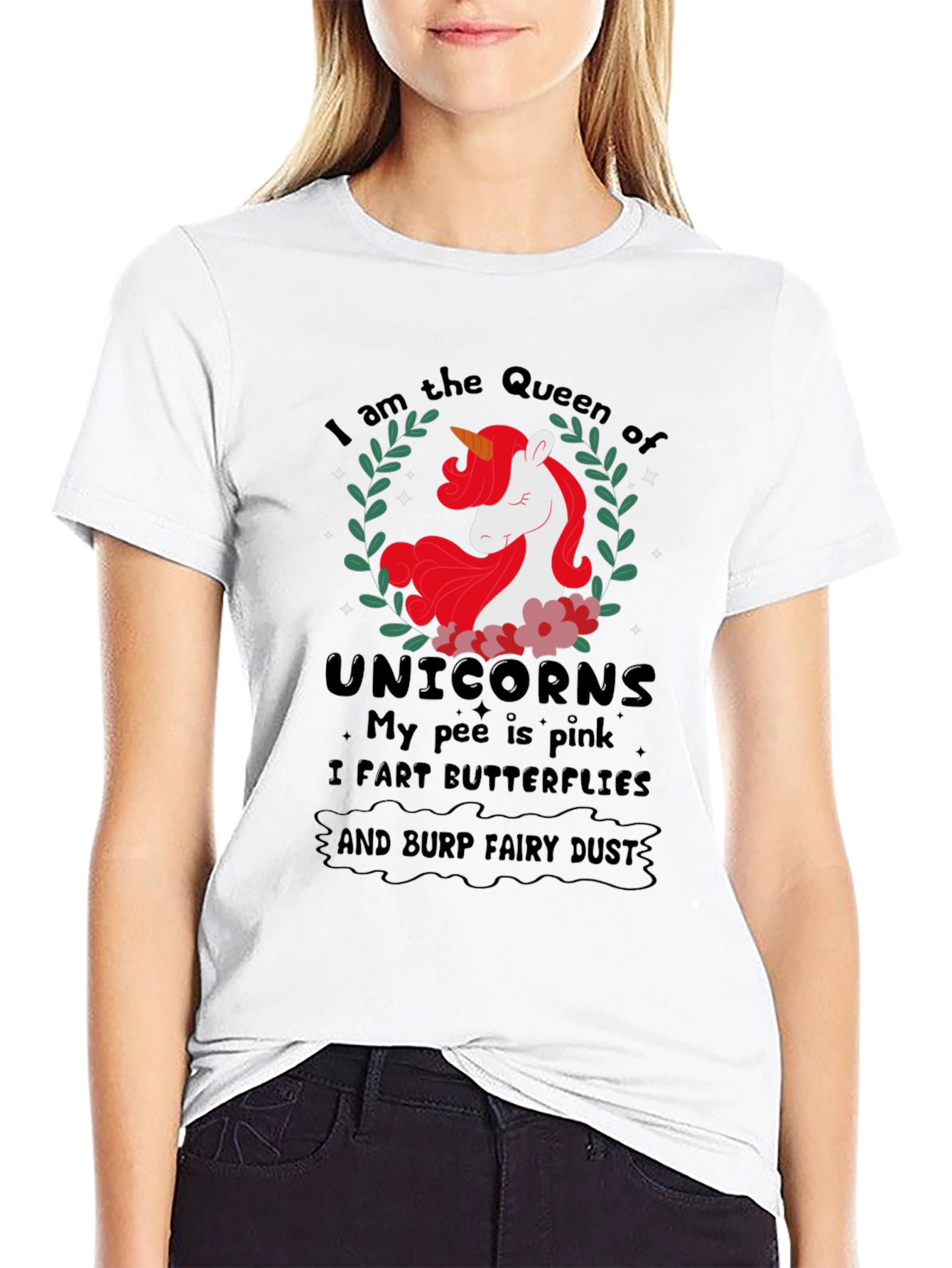 Black Queen of Unicorns T-Shirt Funny Slogan Tee view 9
