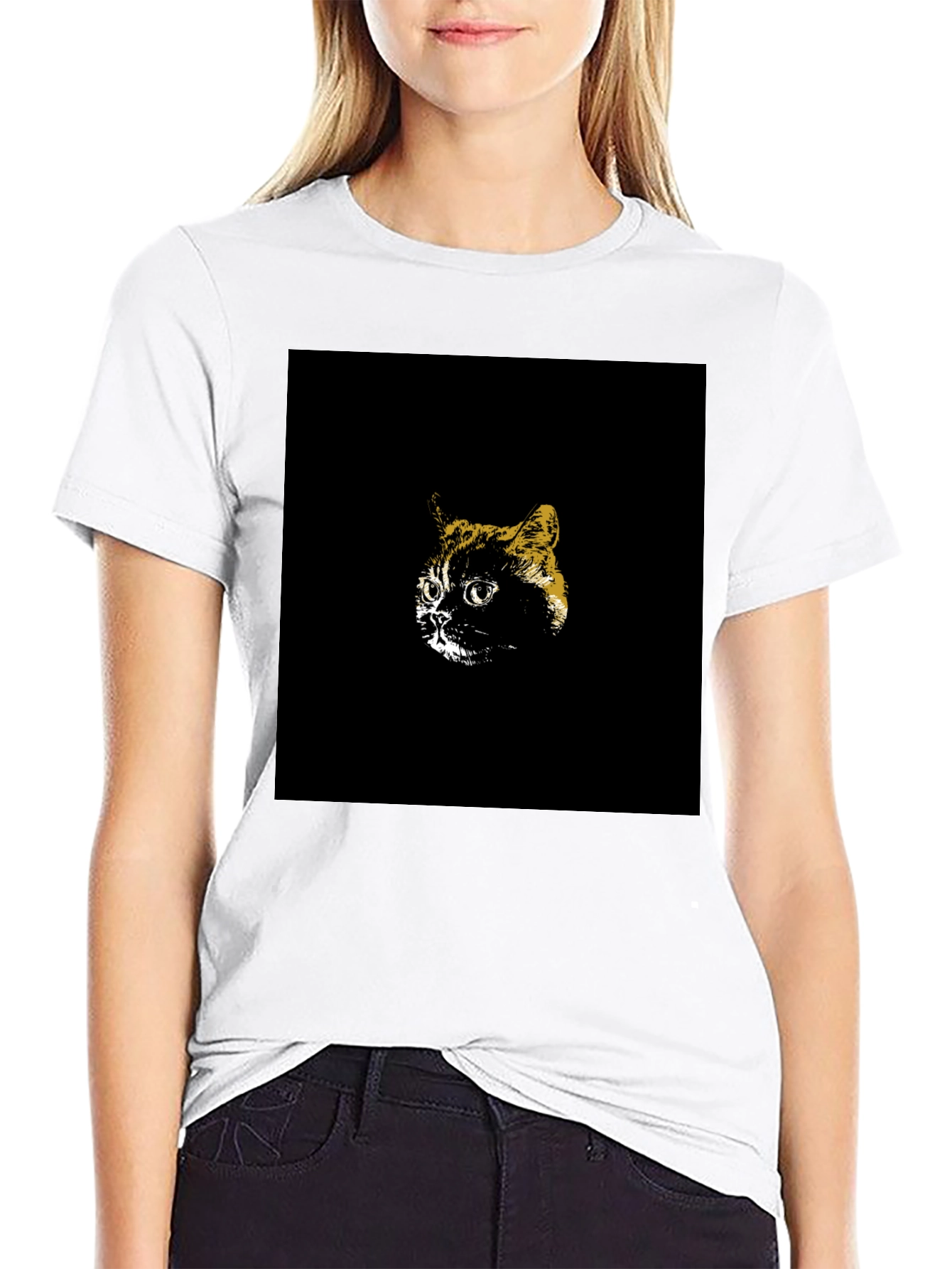 Black Cool Cat Graphic Tee - Black Cotton T-Shirt view 9