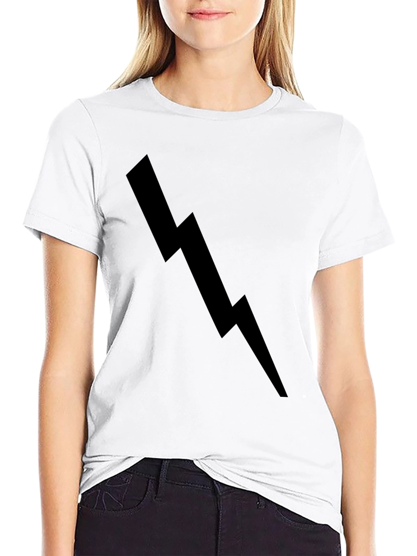 Black Black Lightning Bolt Graphic Tee - Casual Style view 9