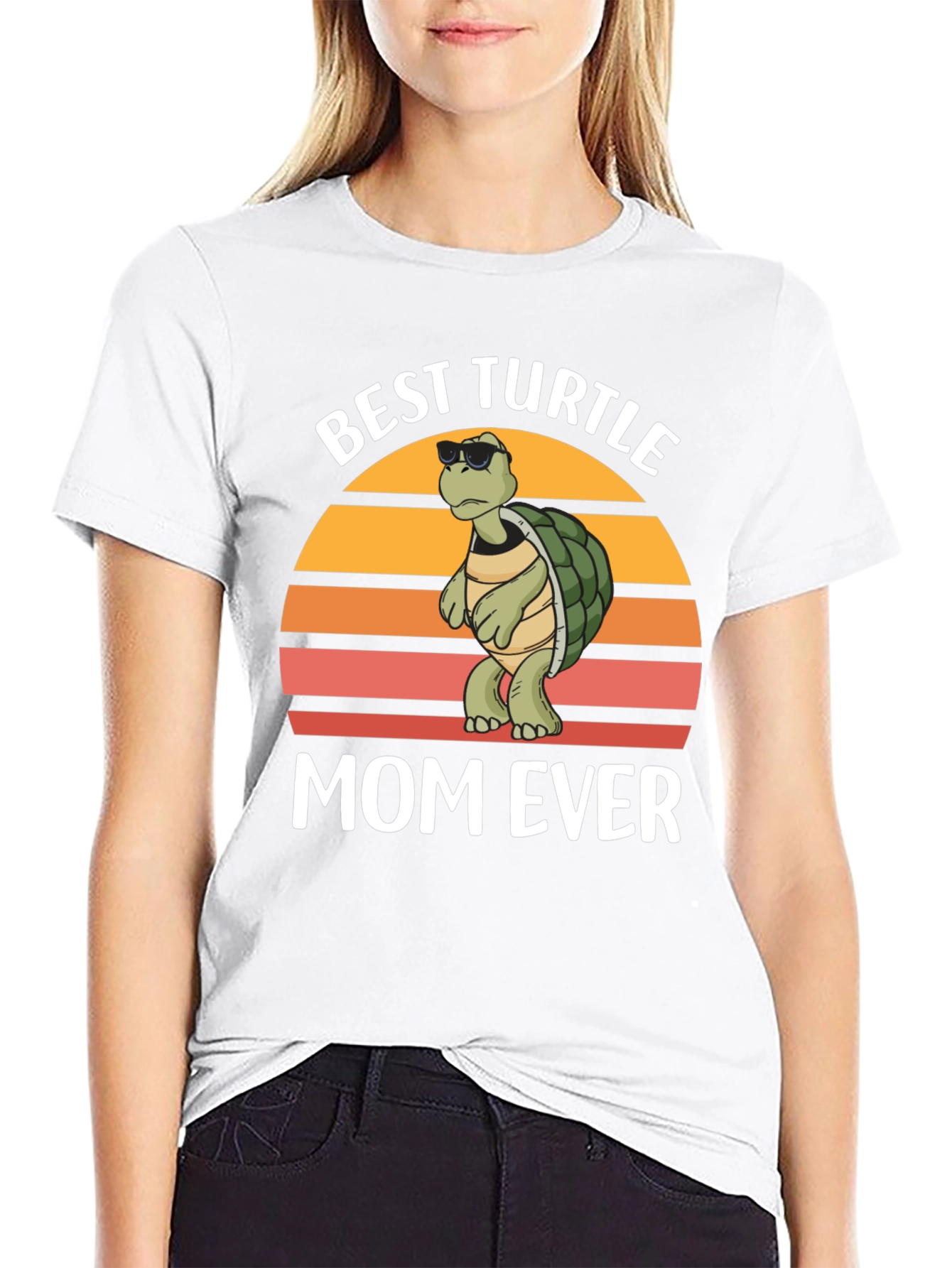 Black Best Turtle Mom Ever T-Shirt view 9