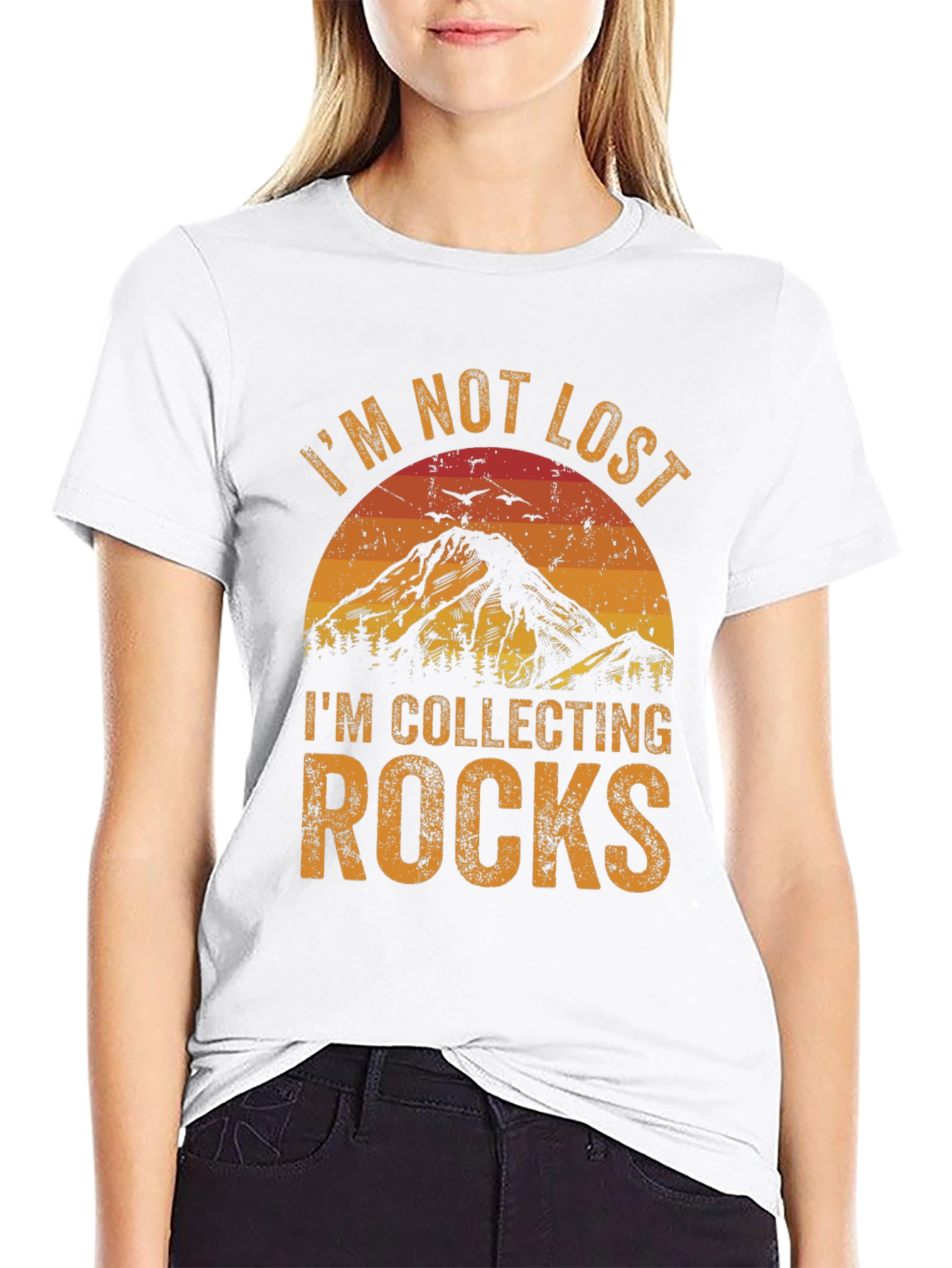 Black I'm Not Lost, I'm Collecting Rocks T-Shirt view 9