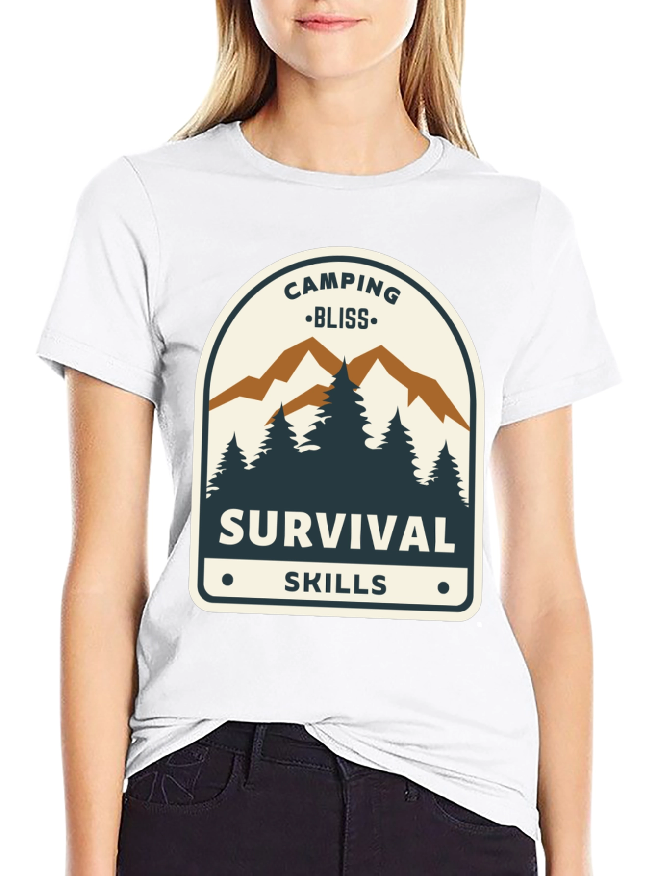 Black Camping Bliss Survival Skills Black T-Shirt view 9
