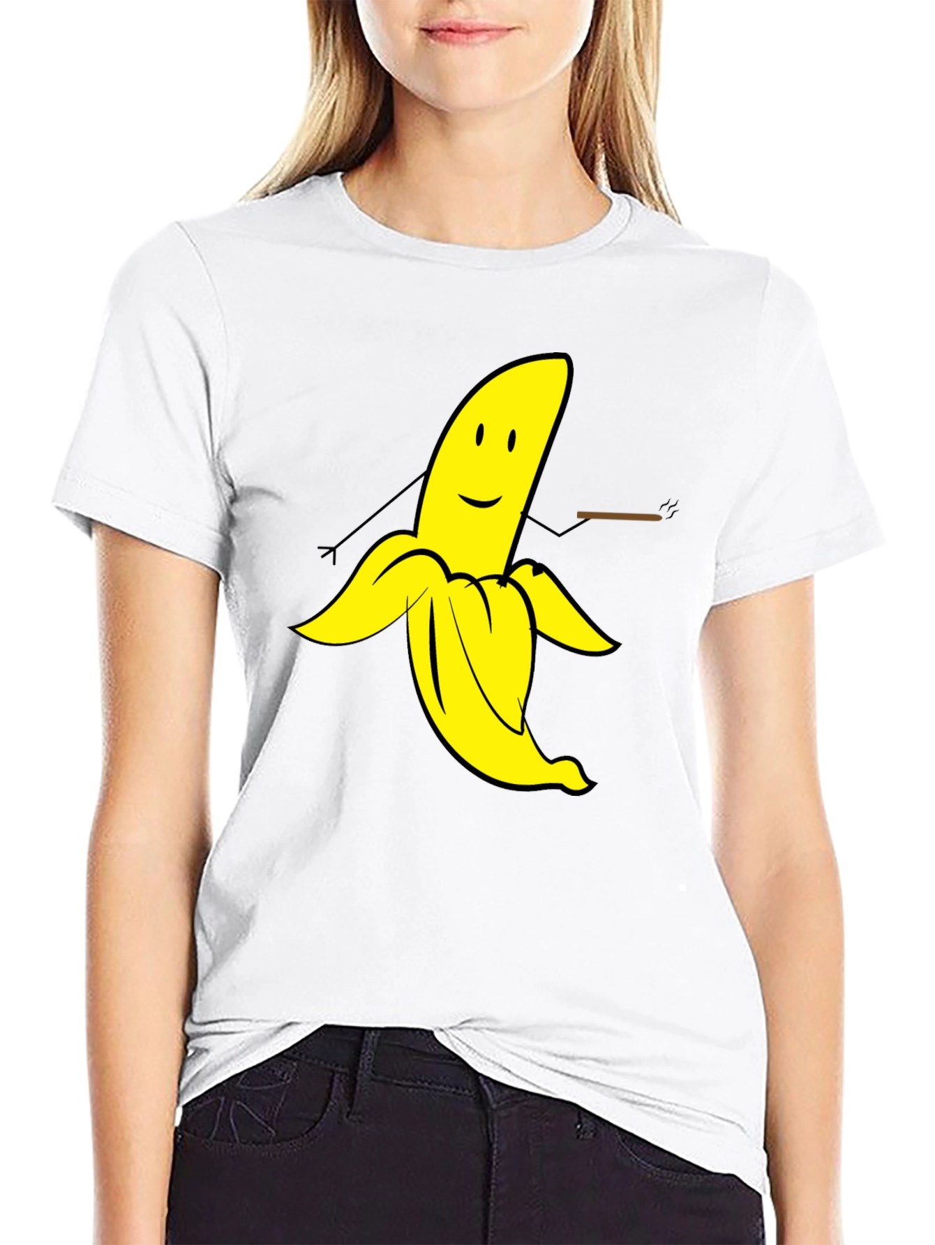 Black Funny Banana Graphic Tee - Black Cotton T-Shirt view 9
