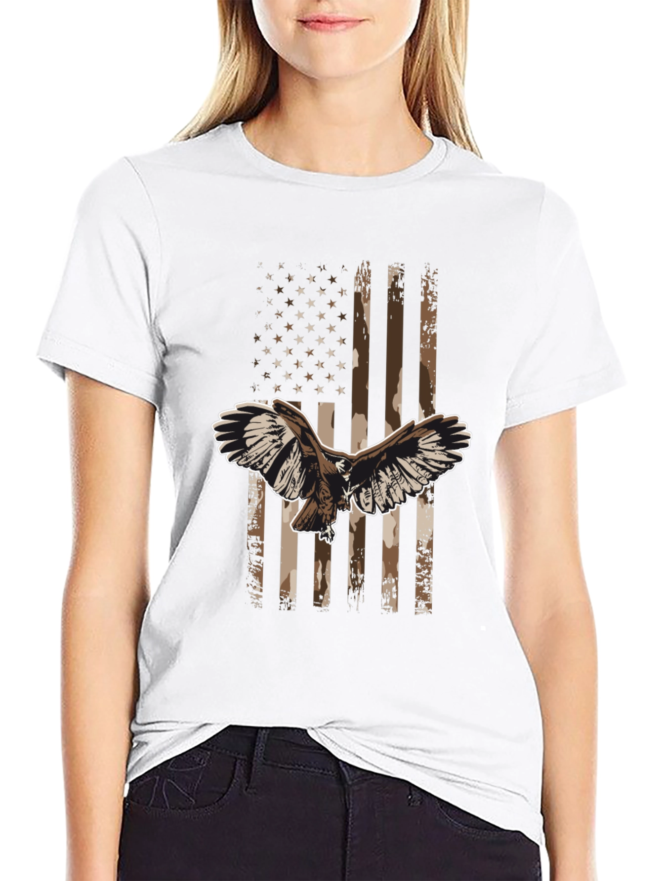 Black American Flag Eagle Graphic Tee - Black view 9