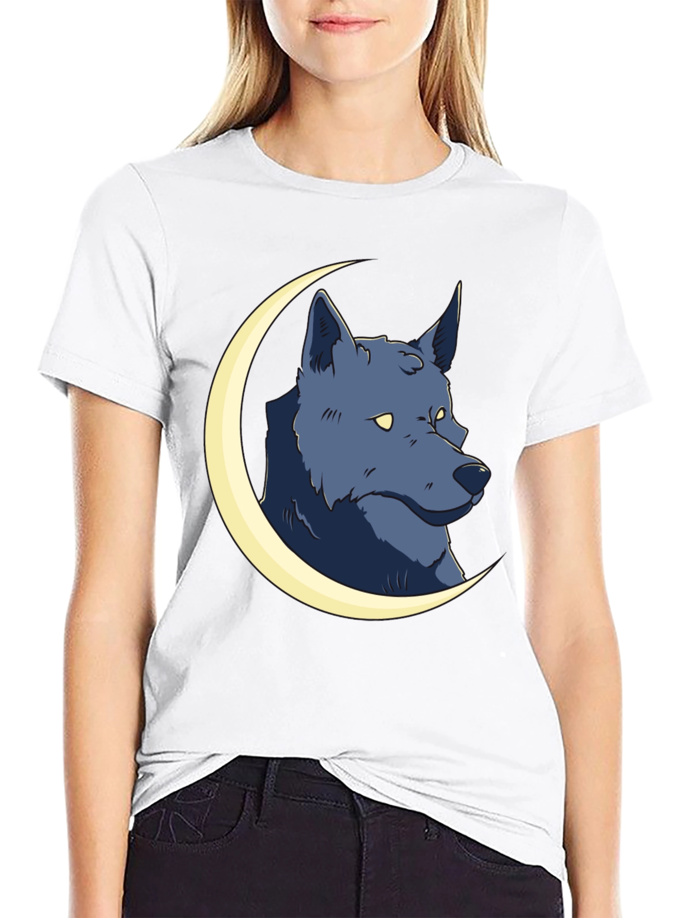 Black Wolf Moon Graphic Tee - Black Cotton T-Shirt view 9
