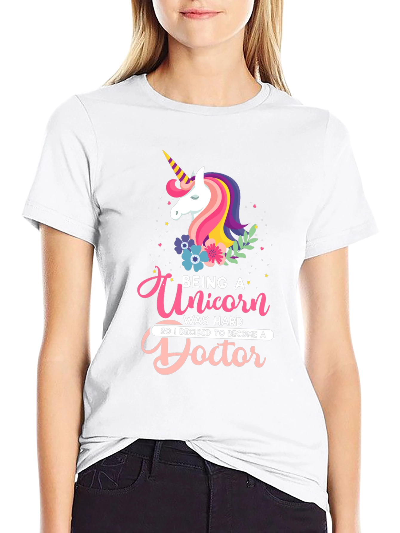 Black Unicorn Doctor Graphic T-Shirt | Novelty Tee view 9