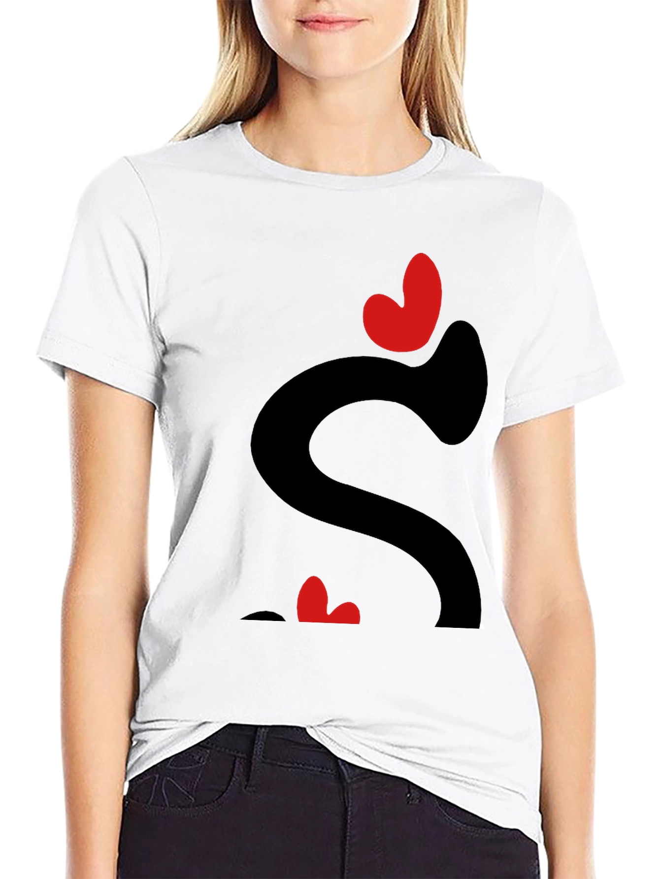 Black Heart Love Graphic Tee - Black Casual T-Shirt view 9