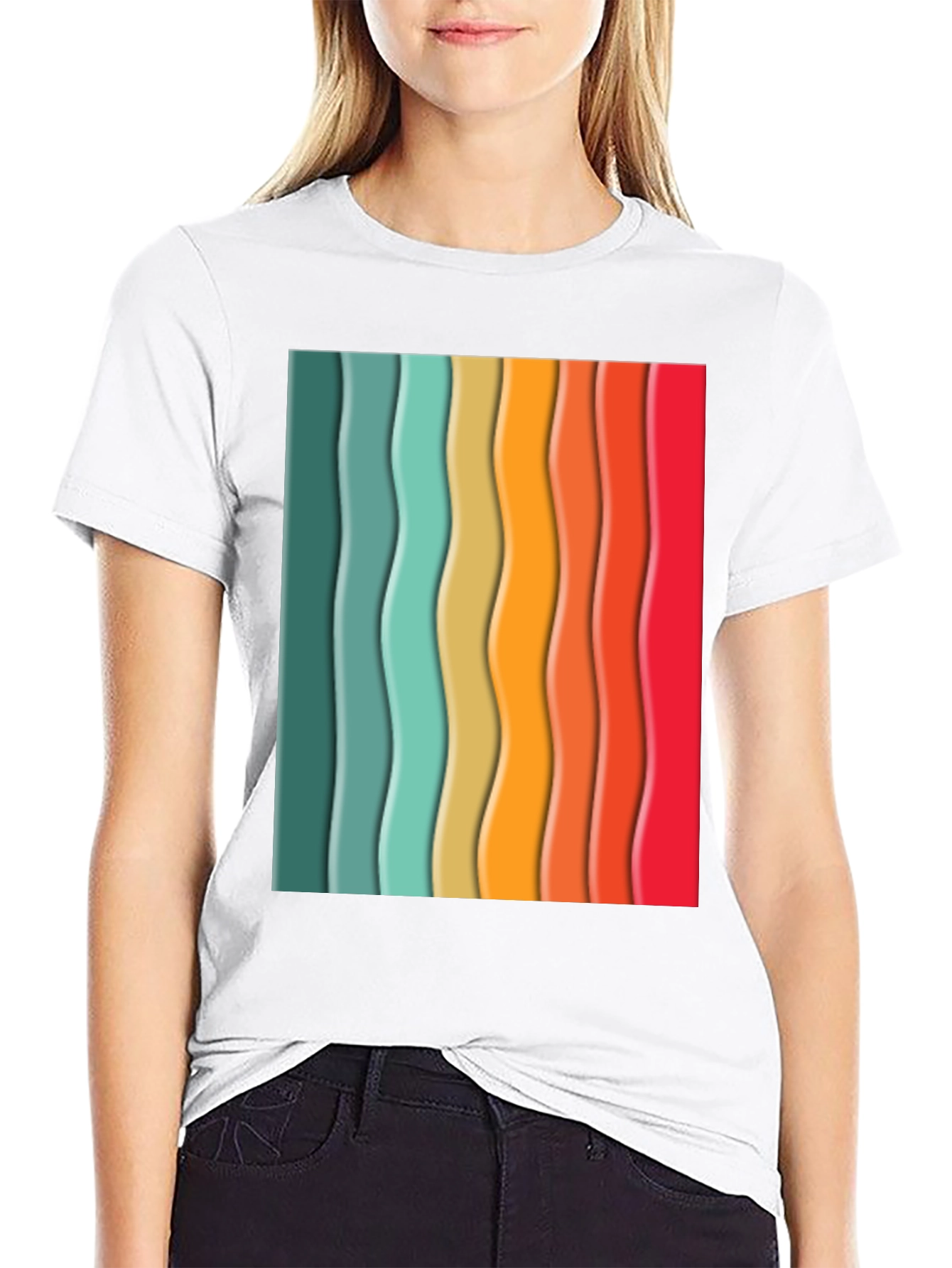 Black Retro Stripe Tee - Vintage Style T-Shirt view 9