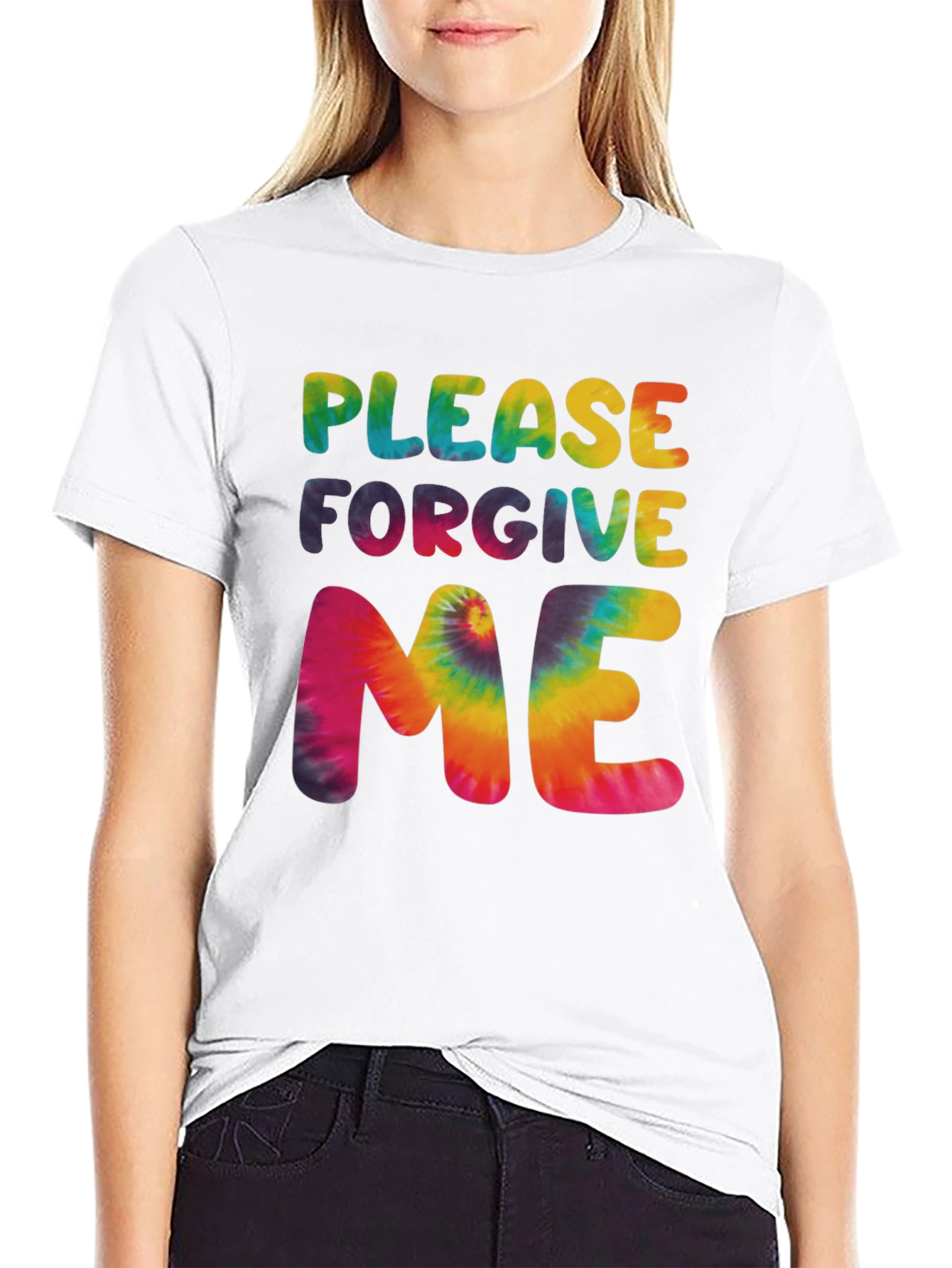 Black Please Forgive Me Tie Dye Graphic T-Shirt view 9