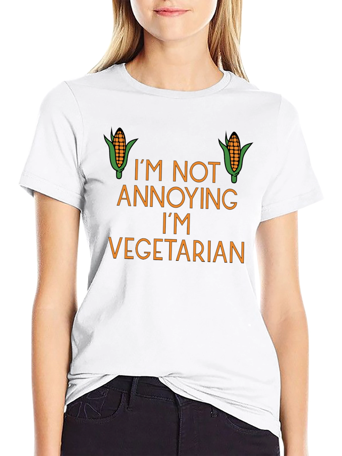 Black Funny Vegetarian Graphic Tee - Black Cotton T-Shirt view 9