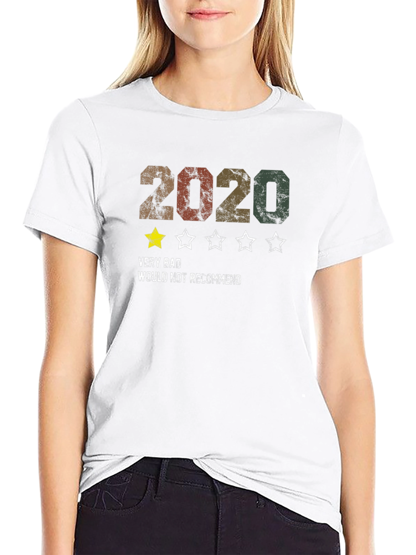 Black 2020 One-Star Review Graphic Tee - Funny Retro Design view 9