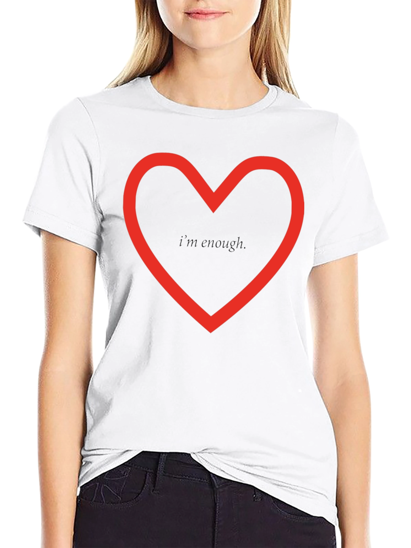 Black I Am Enough Graphic Tee - Red Heart Design view 9