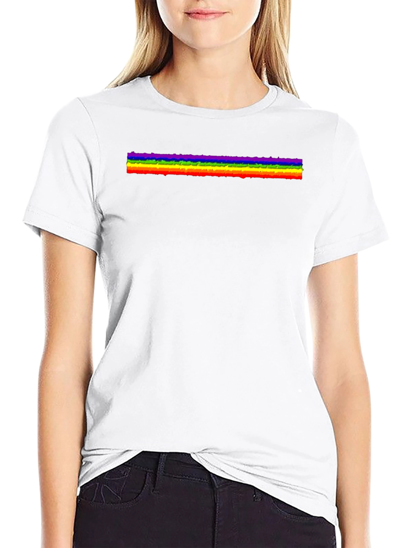 Rainbow Stripe Graphic Black T-Shirt - 9