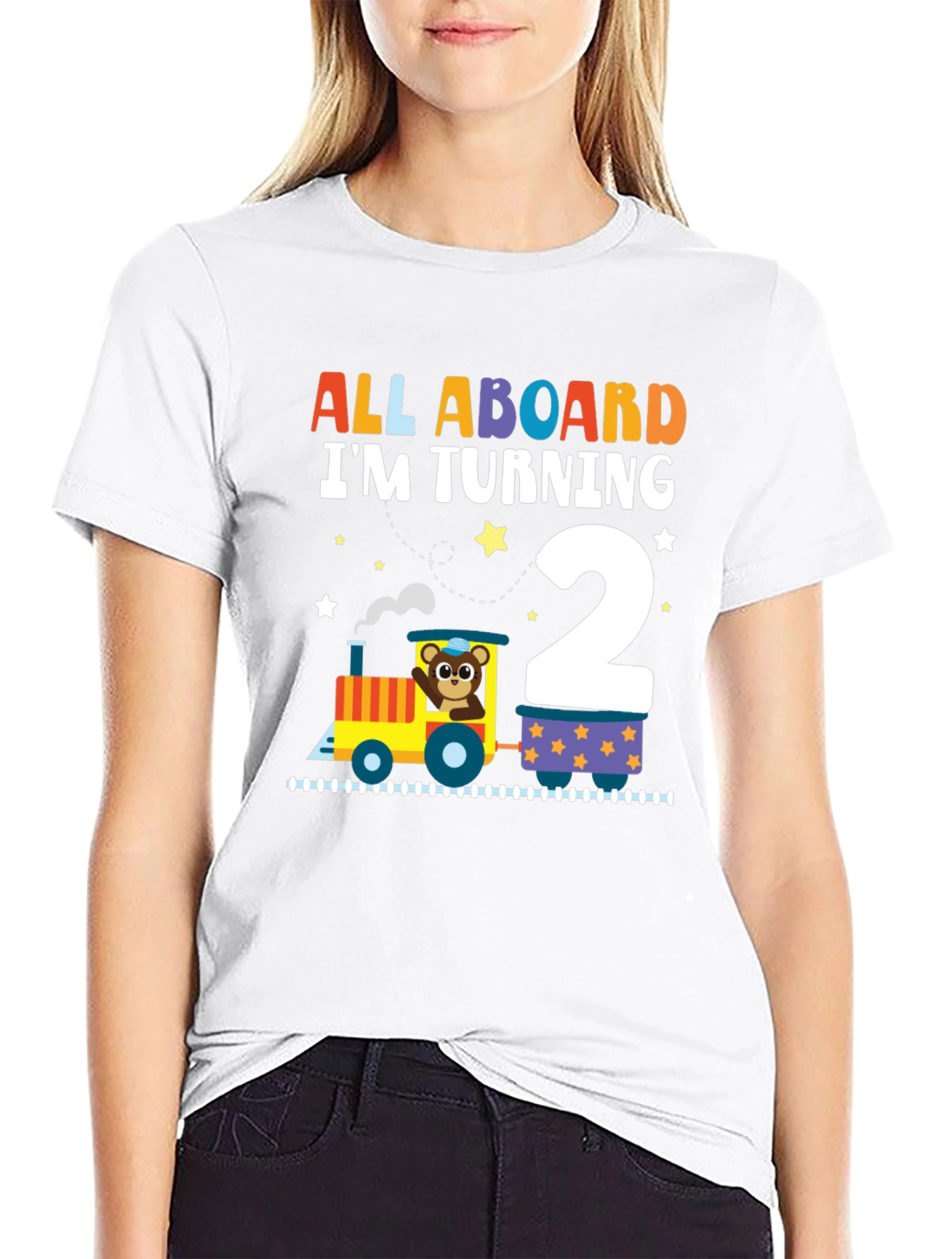 Black All Aboard Birthday Train T-Shirt view 9