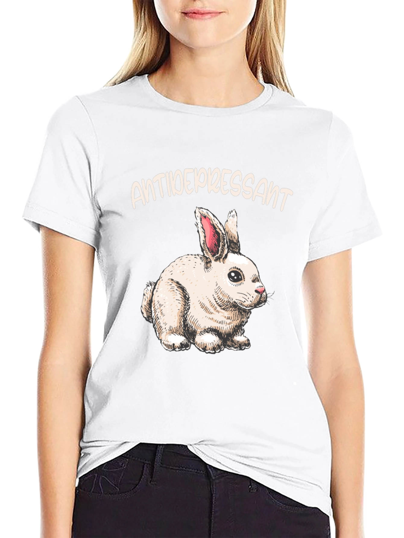 Black Antidepressant Bunny T-Shirt view 9