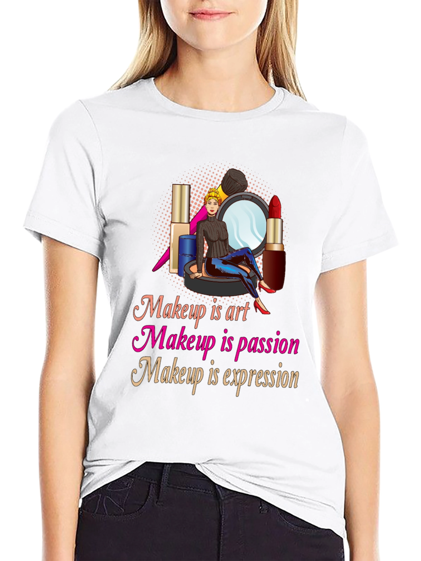 Black Makeup Art Passion Expression Graphic T-Shirt view 9