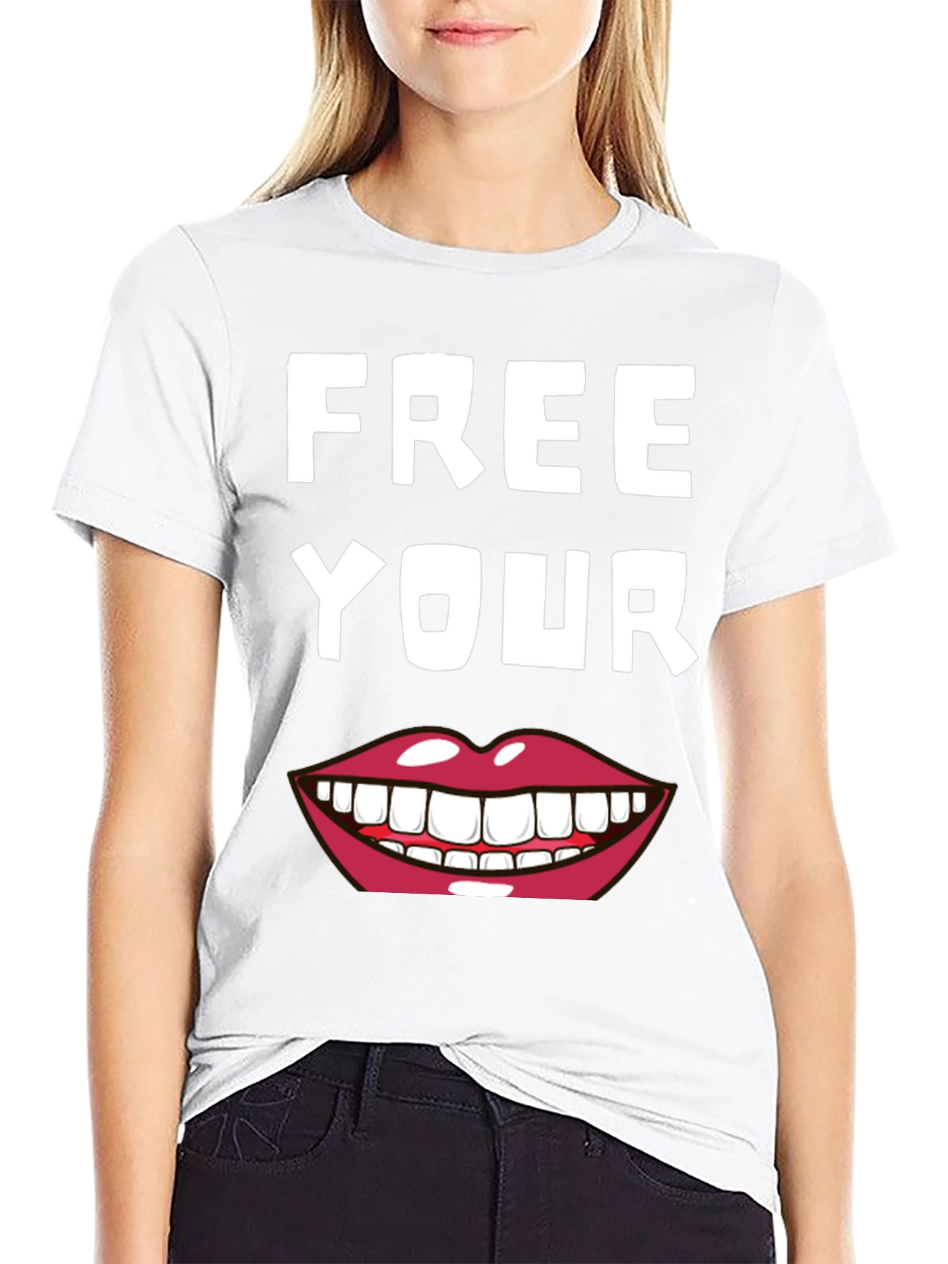 Black Free Your Smile Graphic Tee view 9