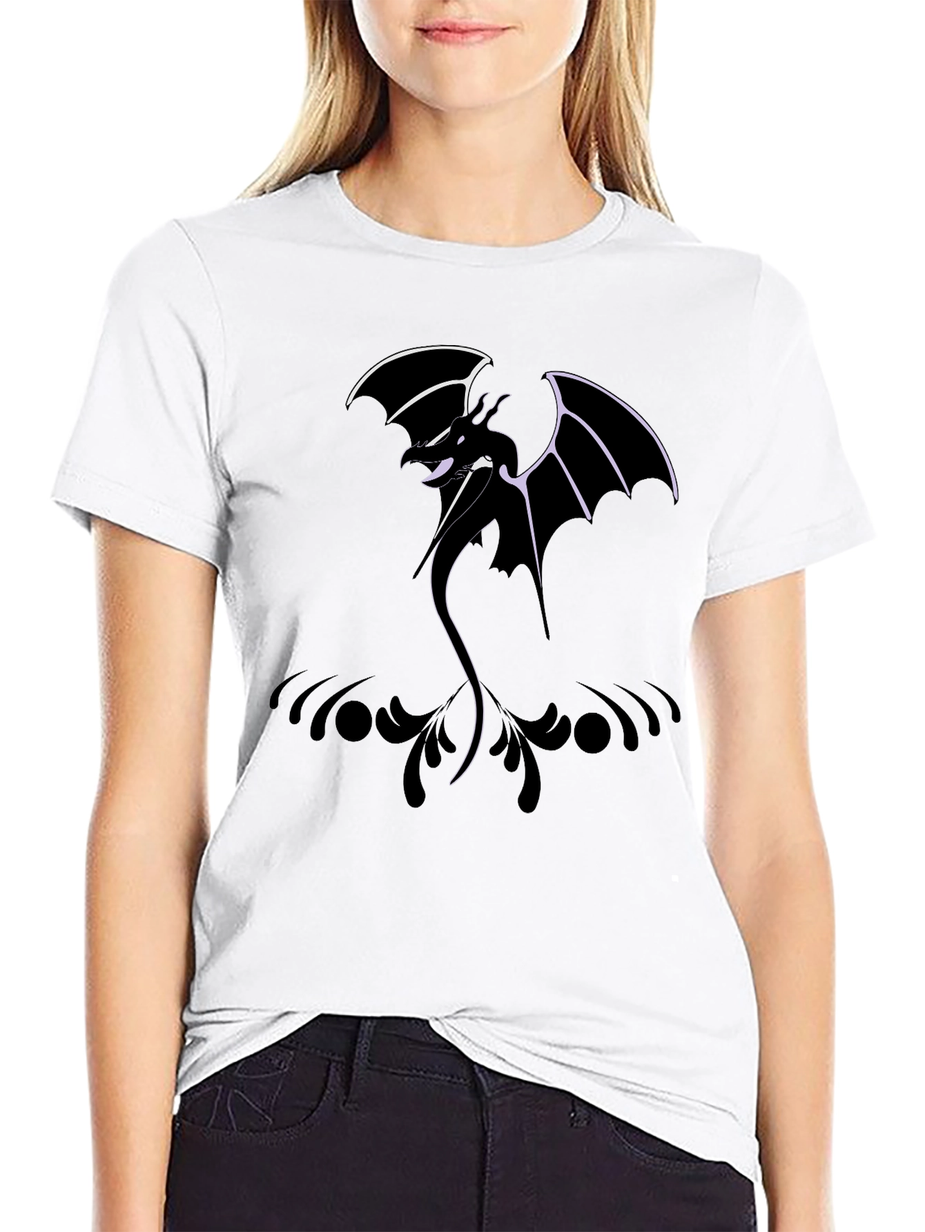 Black Dragon Graphic Black T-Shirt for Men view 9