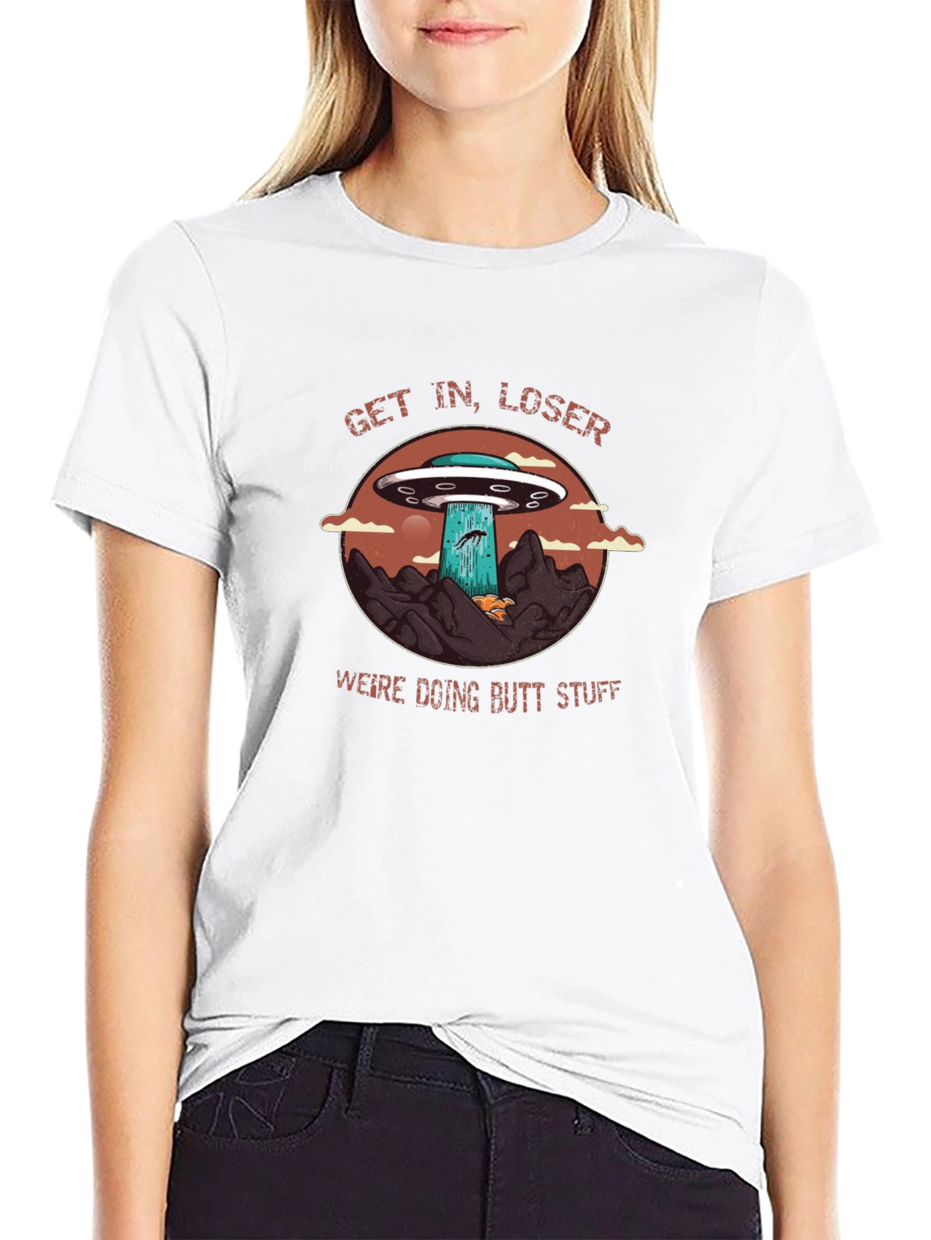 Black Get In Loser UFO Graphic Tee view 9