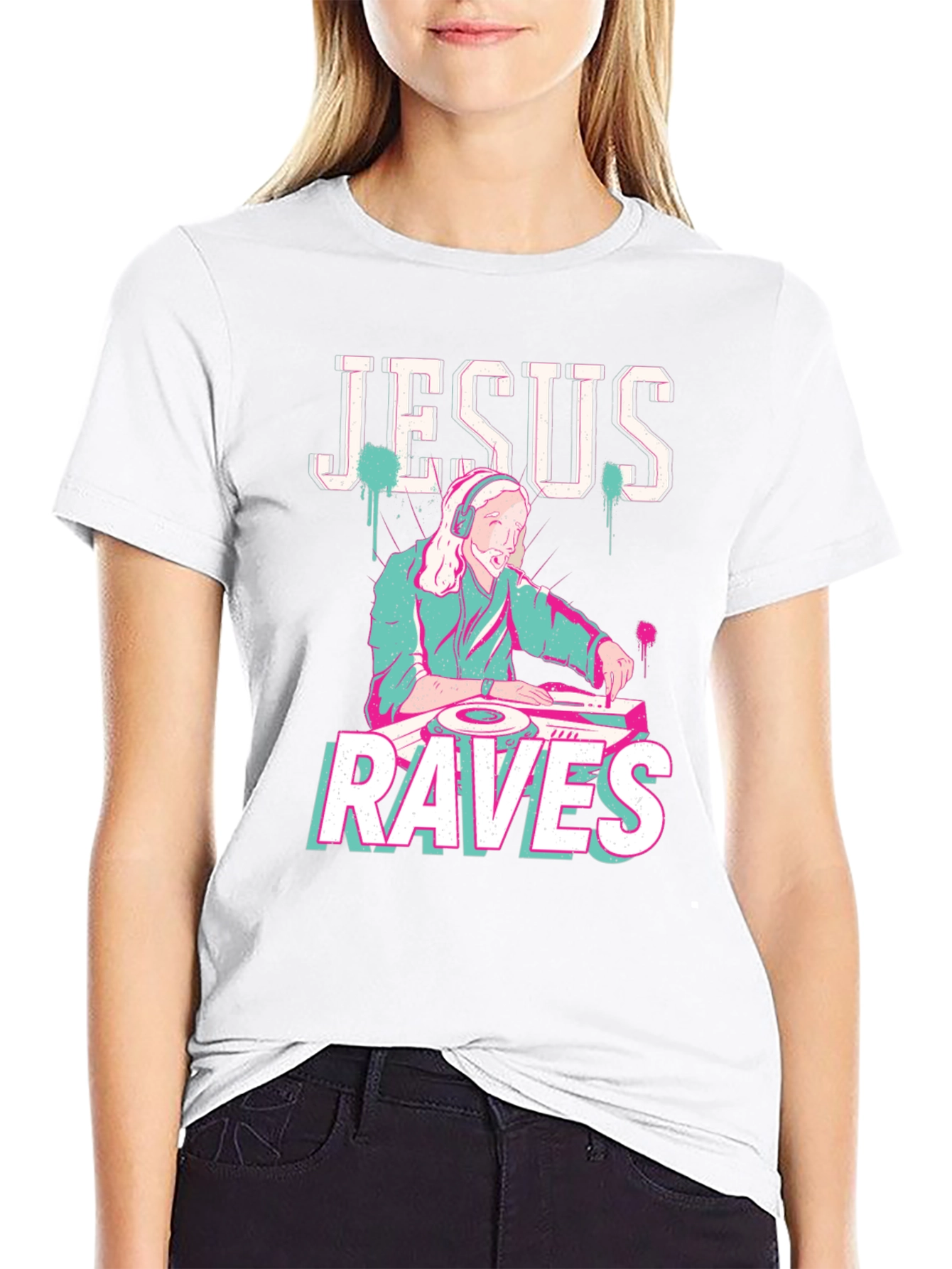 Black Jesus Raves Black T-Shirt - DJ Graphic Tee view 9