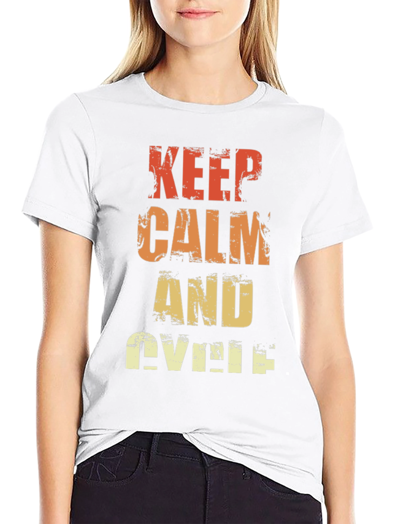 Black Keep Calm and Cycle T-Shirt - Retro Style view 9