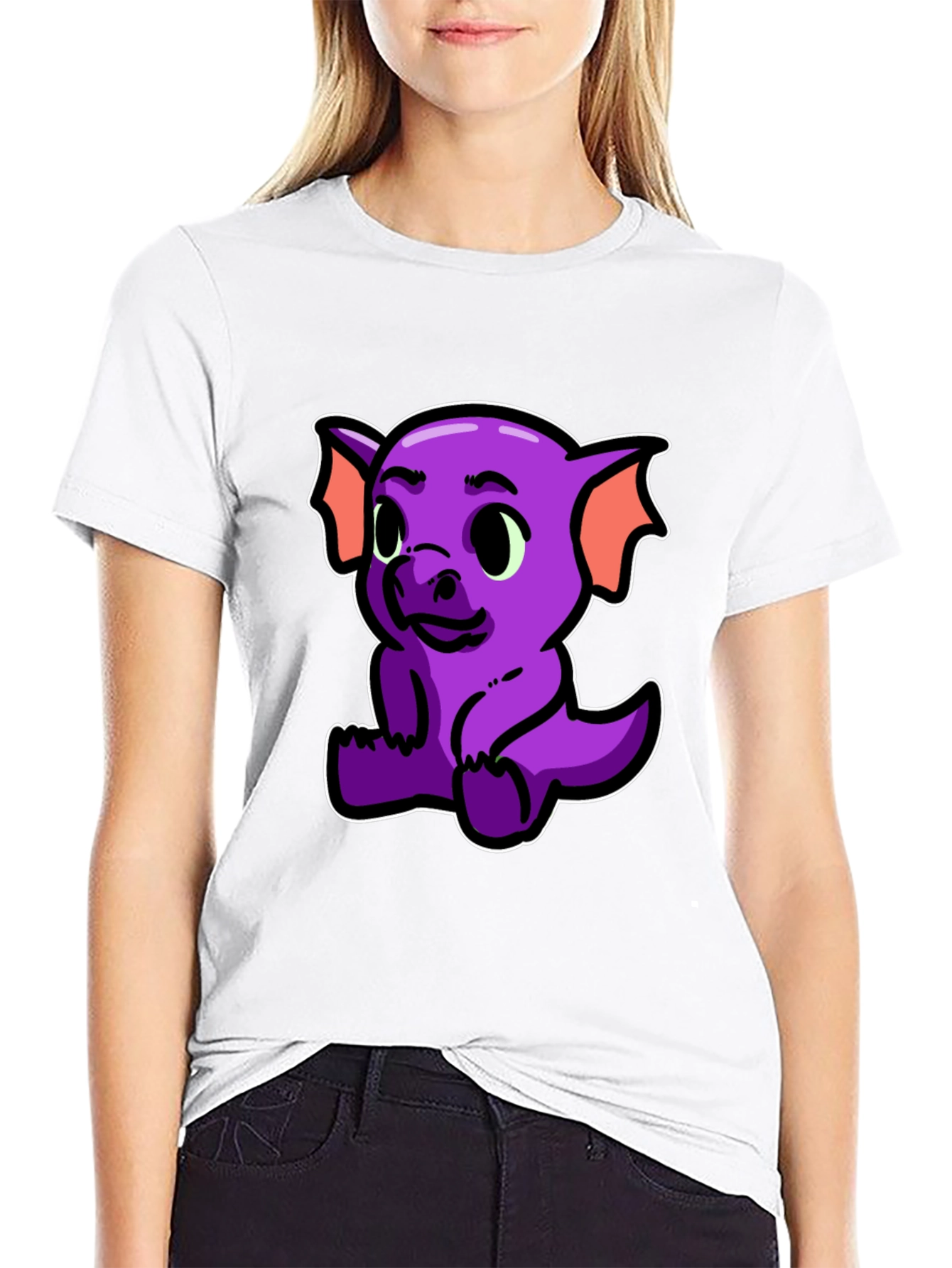 Black Cute Purple Dragon Graphic T-Shirt view 9