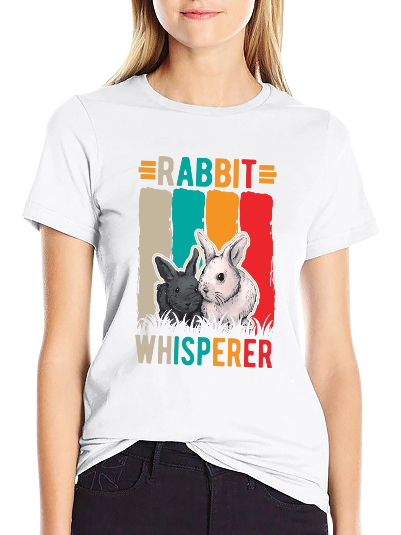 Black Rabbit Whisperer Graphic Tee - Unisex Cotton T-Shirt view 9