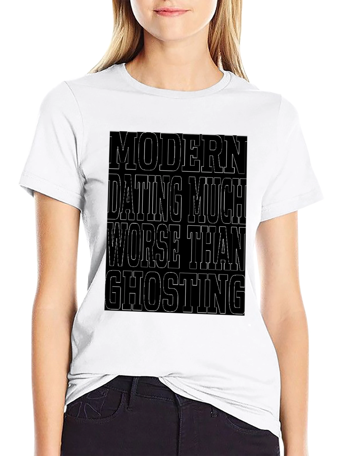 Black Modern Dating Ghosting Graphic Tee view 9
