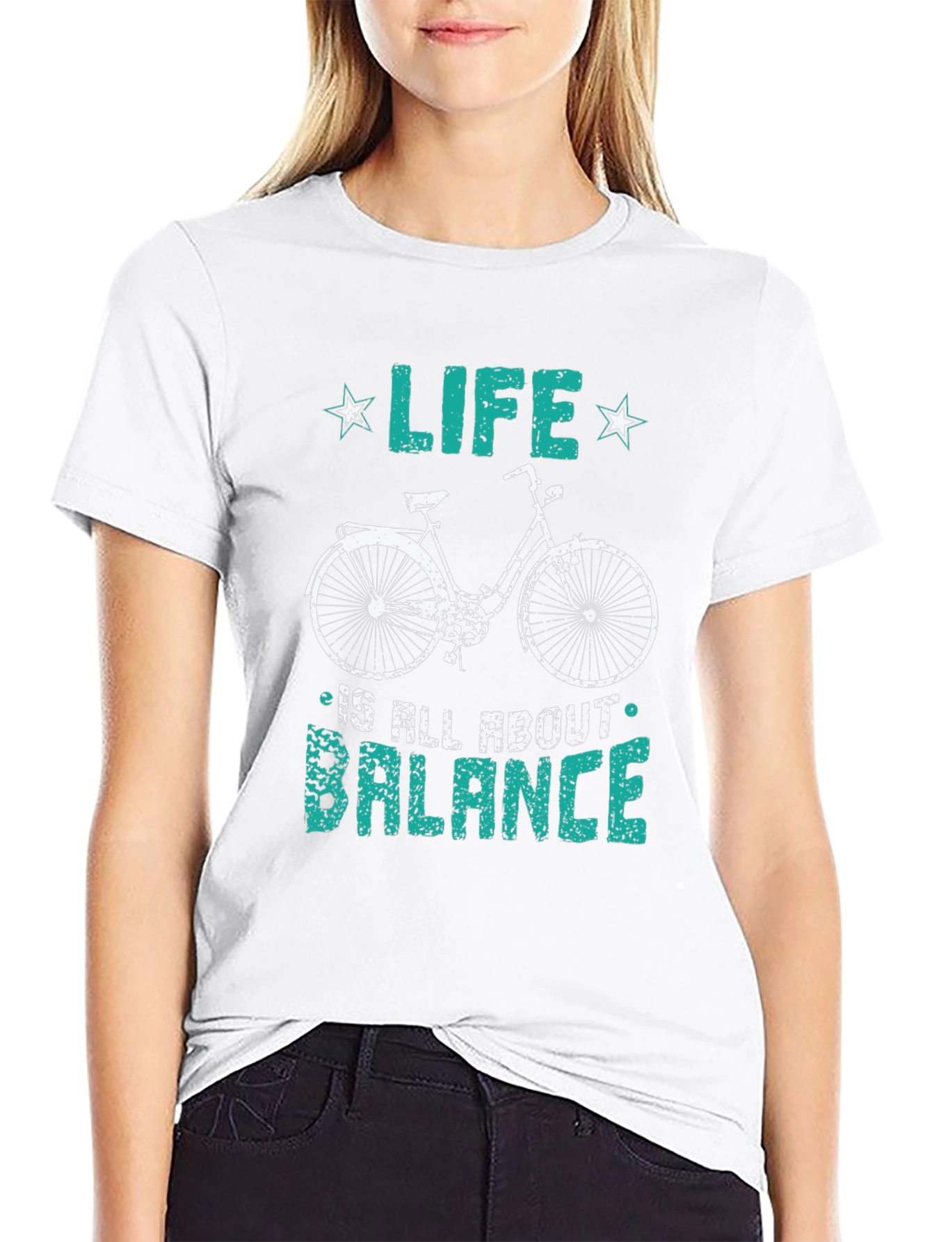 Black Life Balance Bicycle Graphic T-Shirt view 9