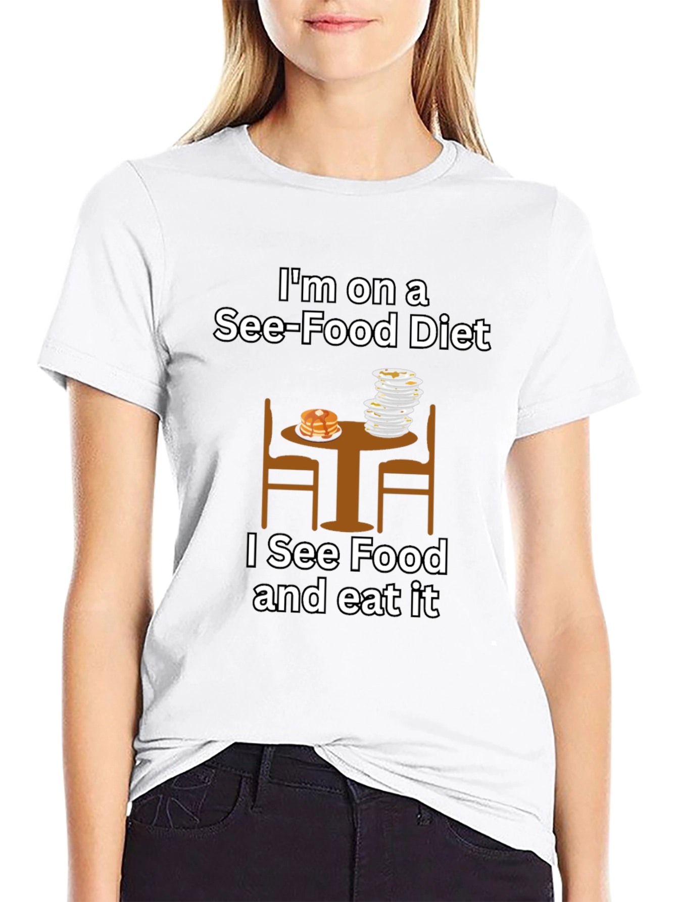 Black See-Food Diet T-Shirt - Funny Foodie Apparel view 9