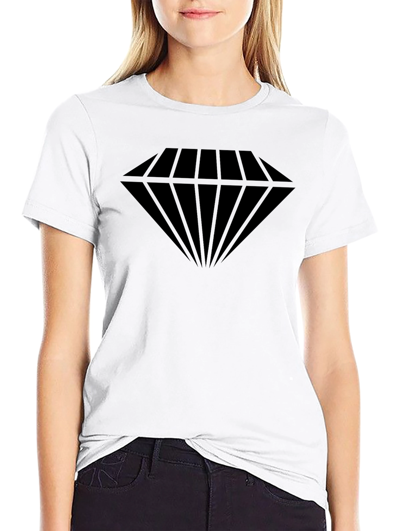 Black Diamond Graphic Tee - Black Cotton Blend Casual Wear view 9