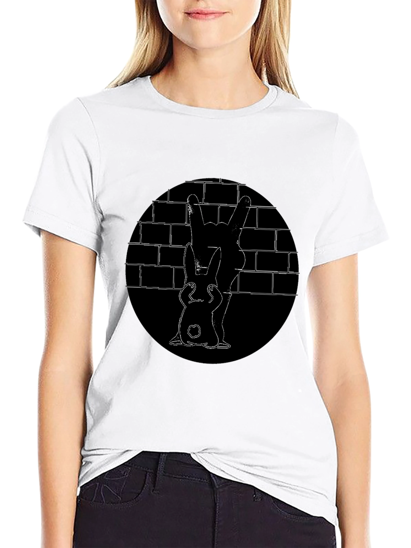 Black Black Bunny Brick Wall Graphic Tee view 9