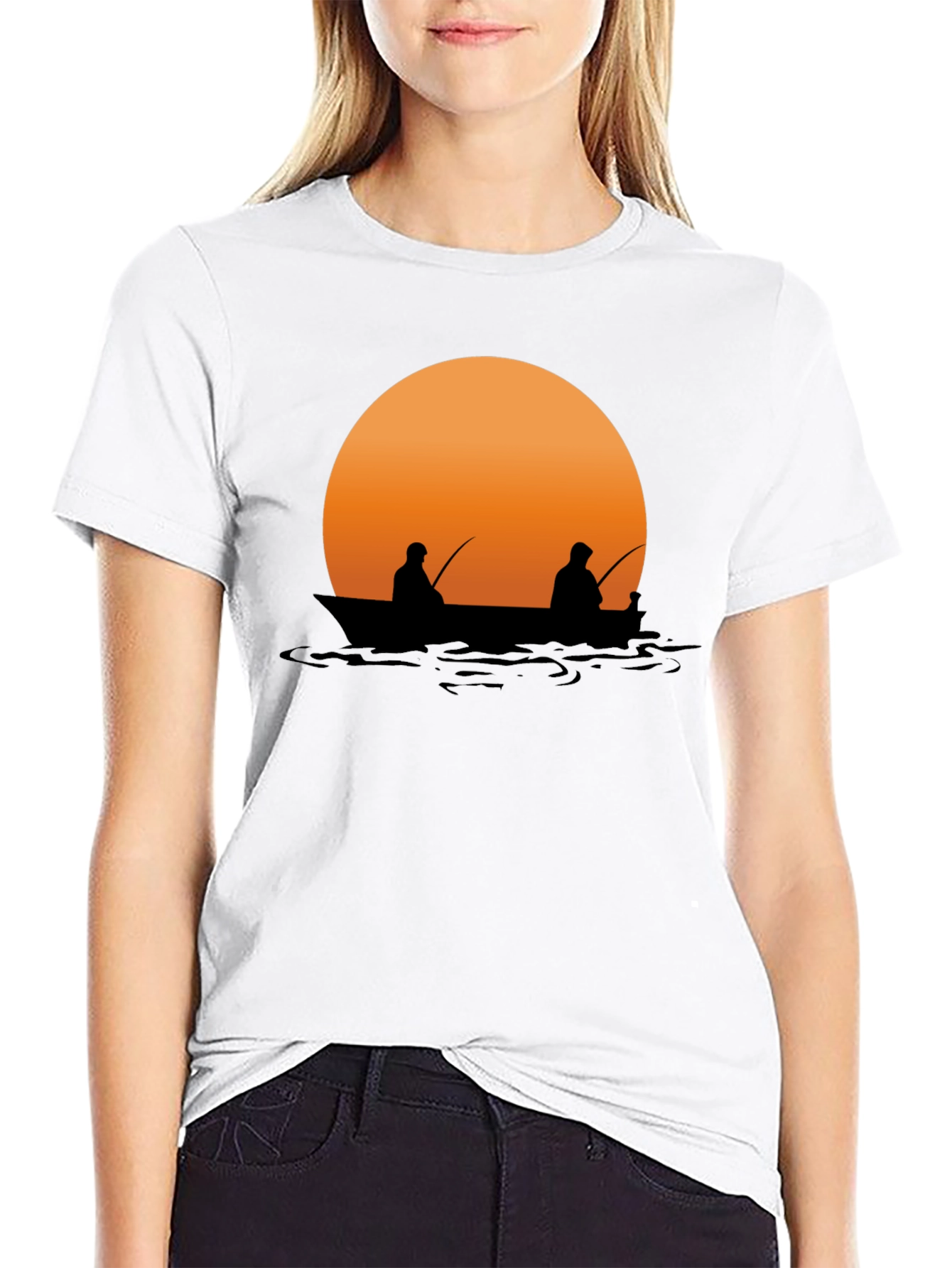 Black Sunset Fishing Graphic Tee - Relaxed Comfort view 9
