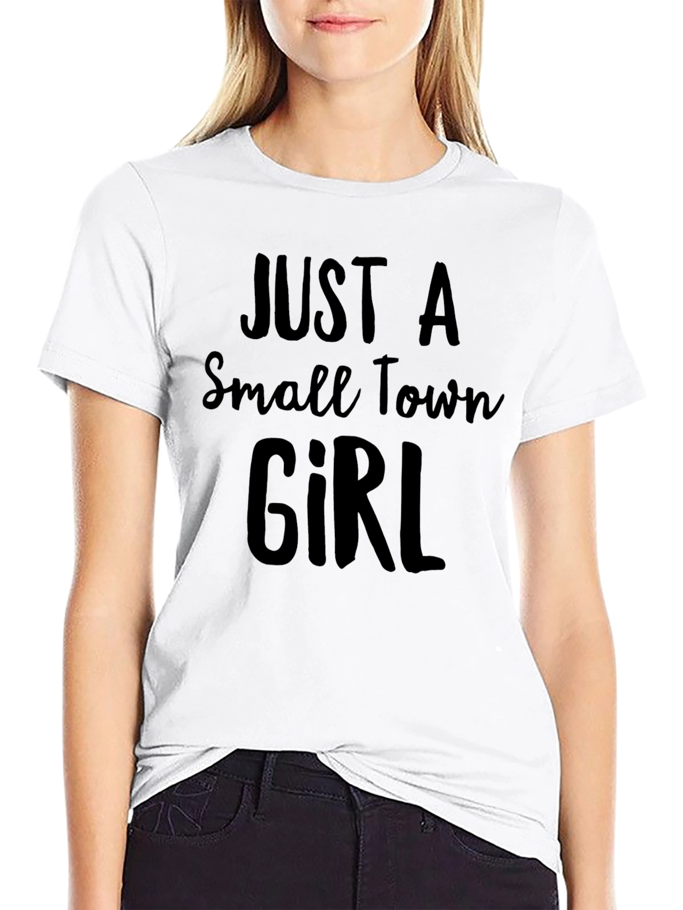 Black Just a Small Town Girl Tee - Classic Black T-Shirt view 9