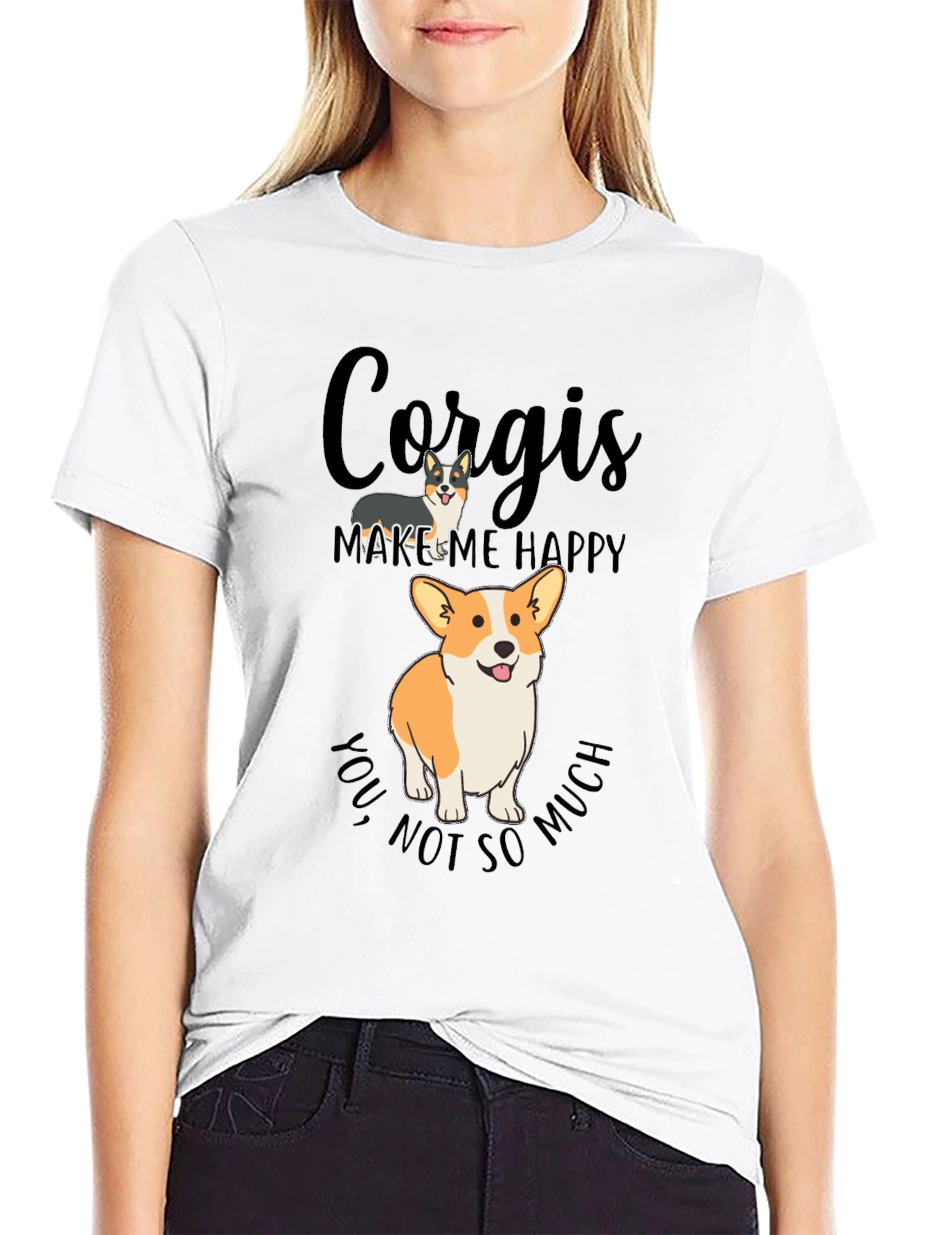 Black Corgi Lover T-Shirt - Makes Me Happy Tee view 9