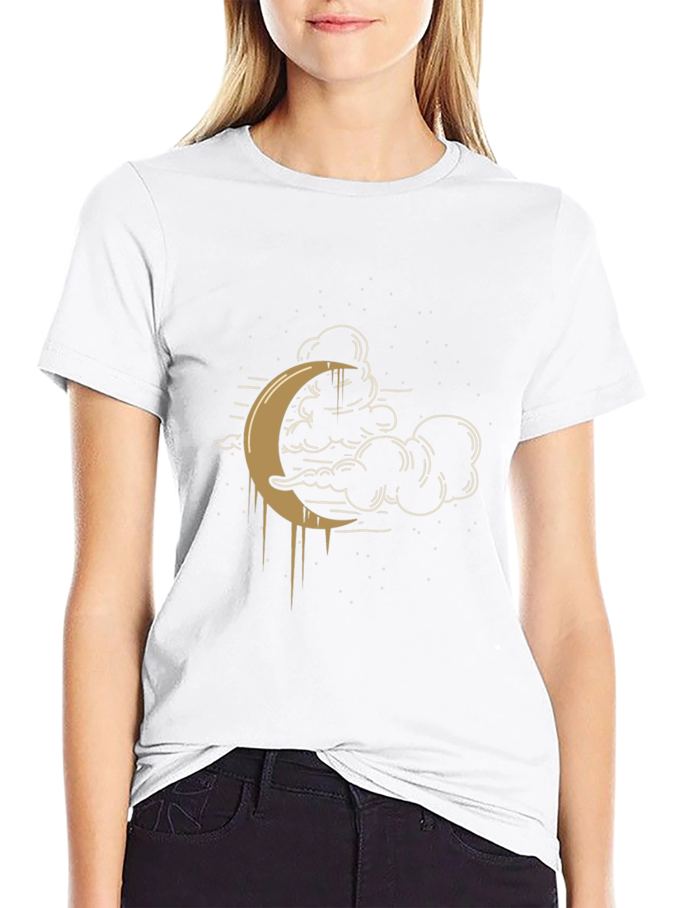 Black Celestial Crescent Moon Graphic Tee - Black view 9