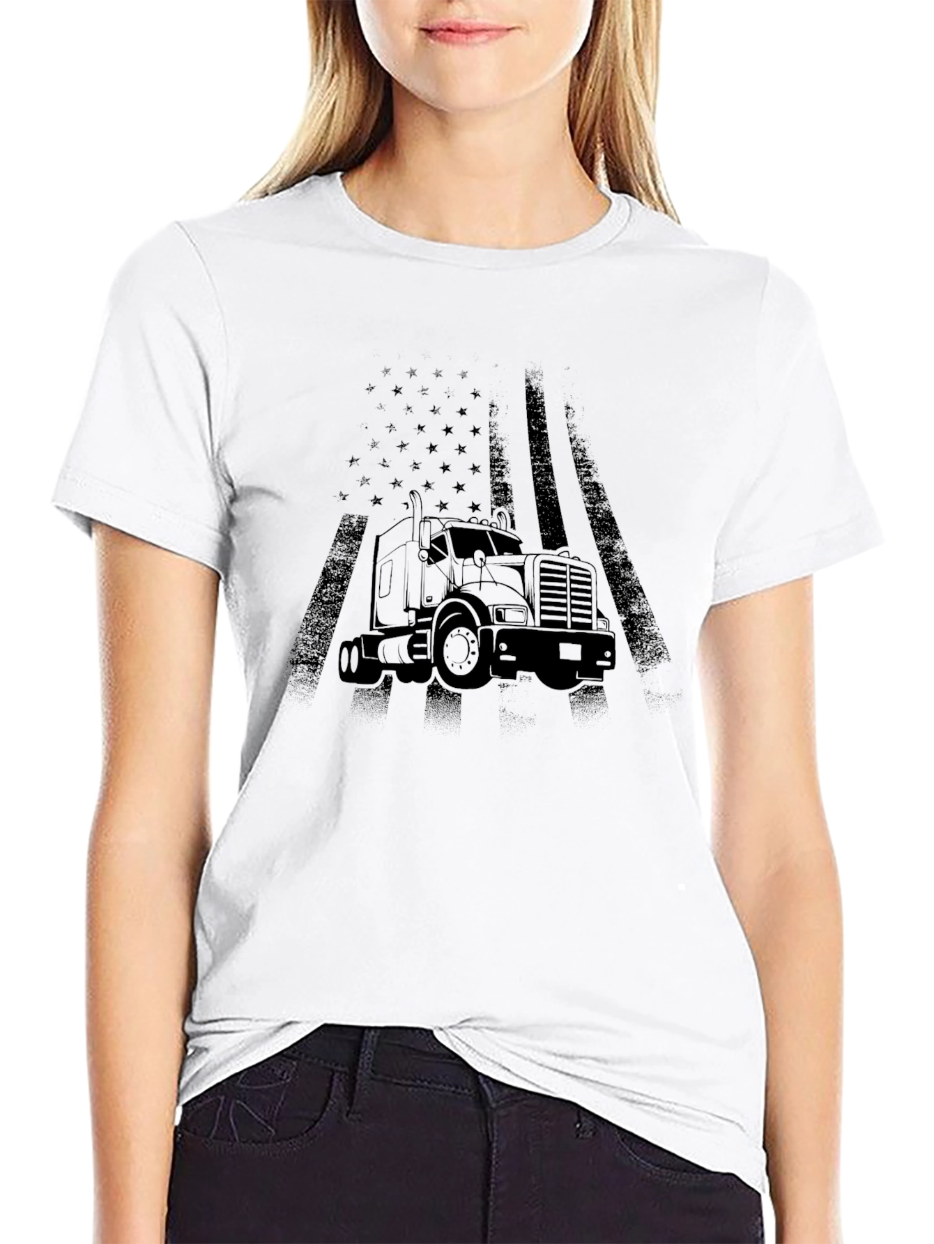 Black Trucker Flag Graphic Tee - Black view 9