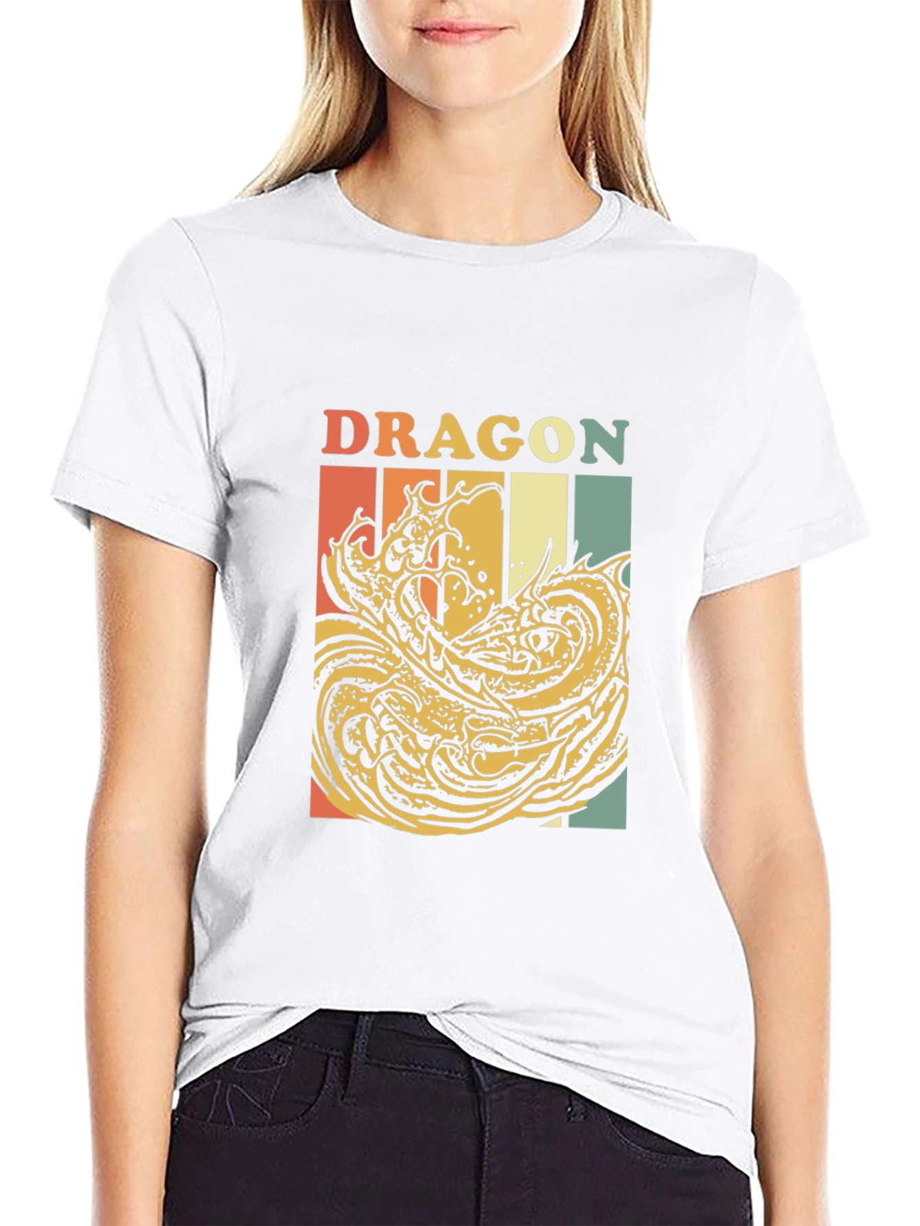 Black Retro Dragon Graphic T-Shirt - Vintage Style Tee view 9