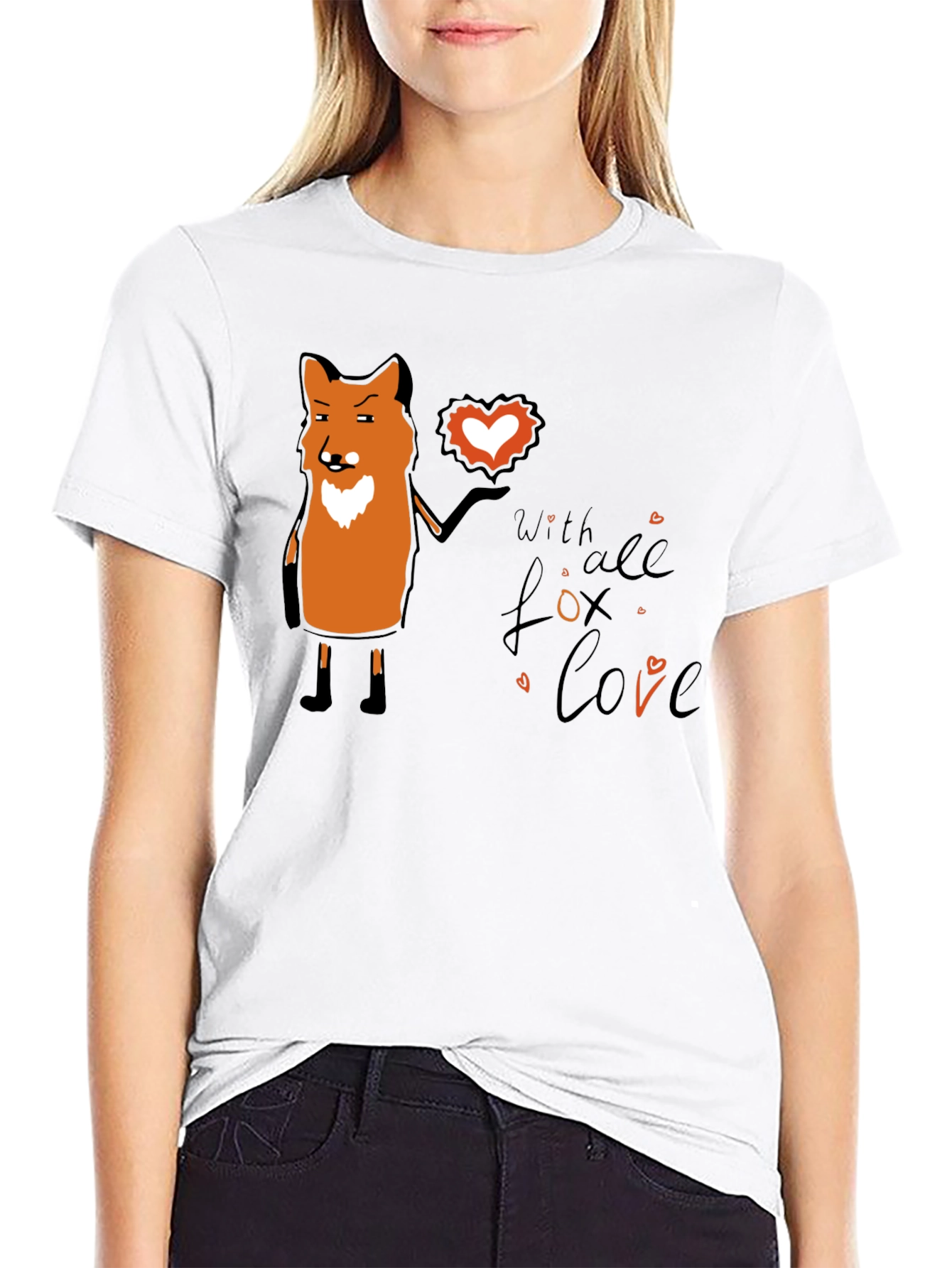 Black Fox With All My Love Black T-Shirt view 9