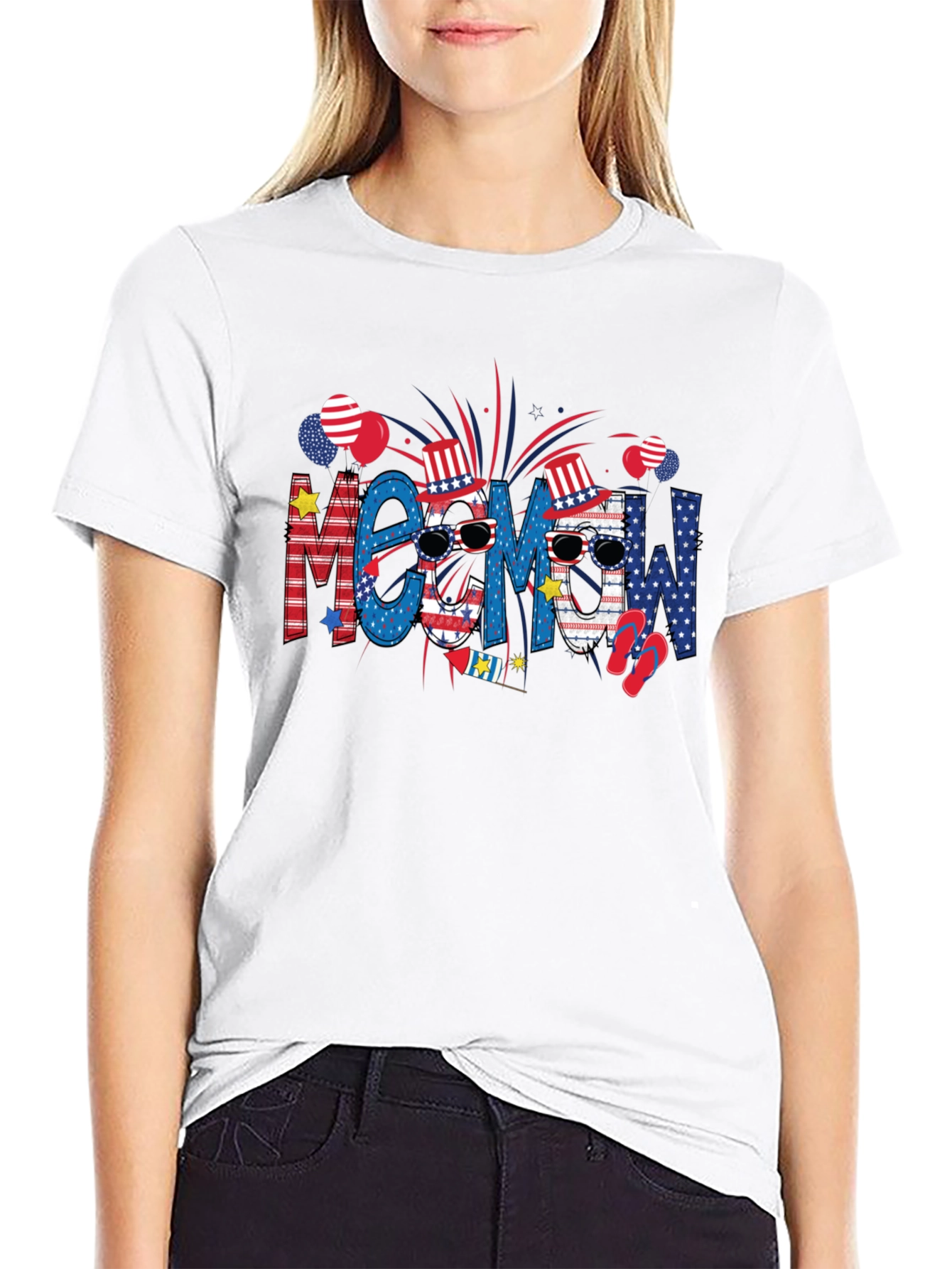 Meow! USA Patriotic T-Shirt - Summer Fourth of July Tee - 9