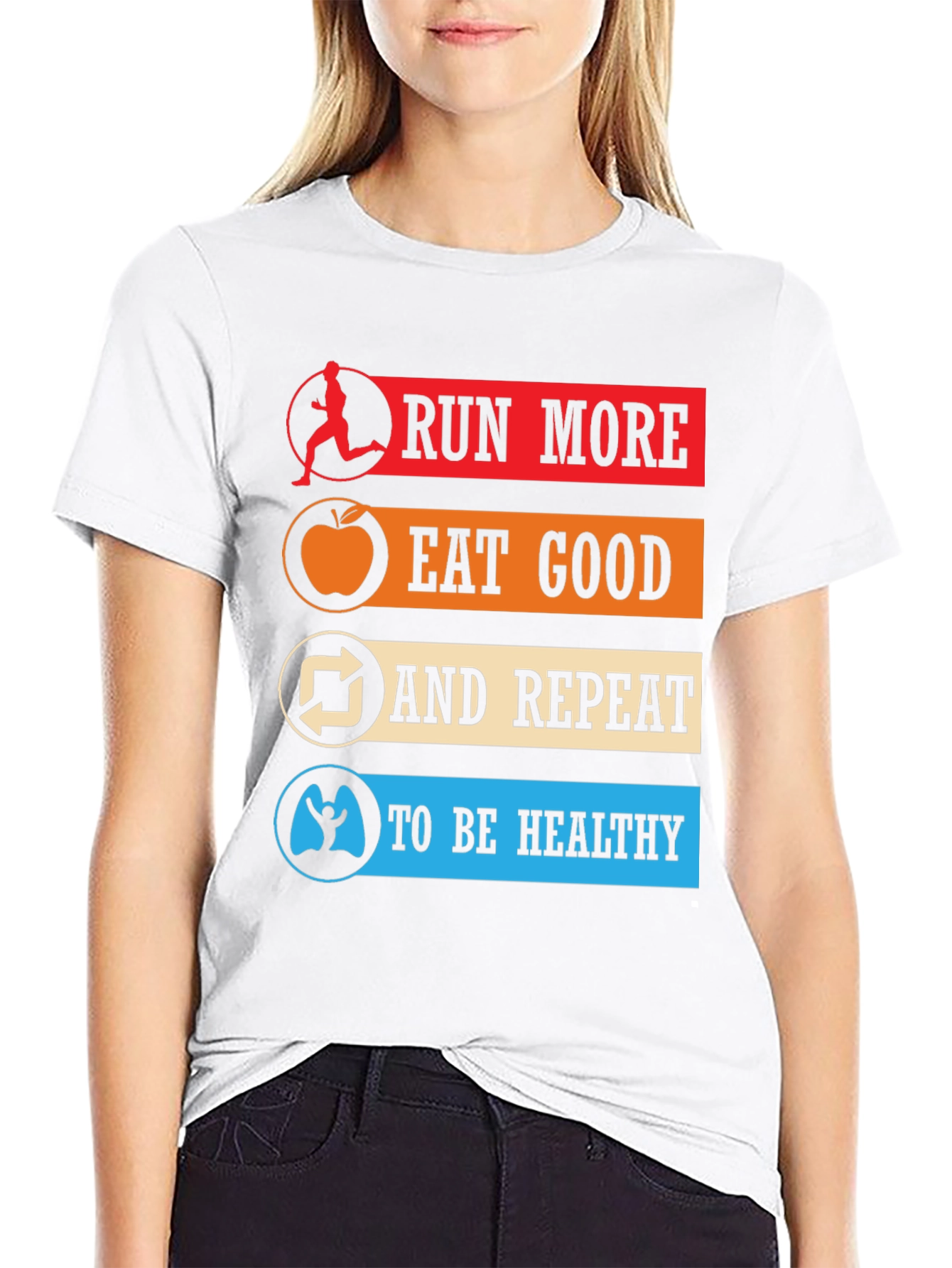 Black Run More Eat Good Healthy Lifestyle T-Shirt view 9