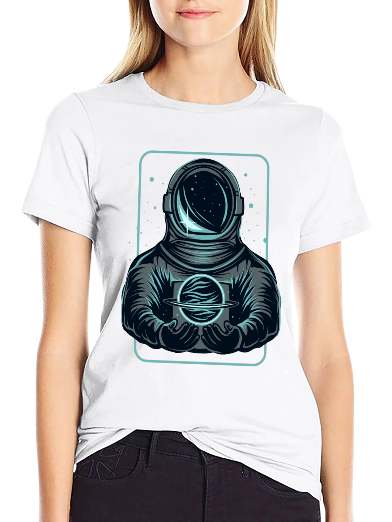 Black Astronaut Graphic T-Shirt - Space Explorer Design view 9
