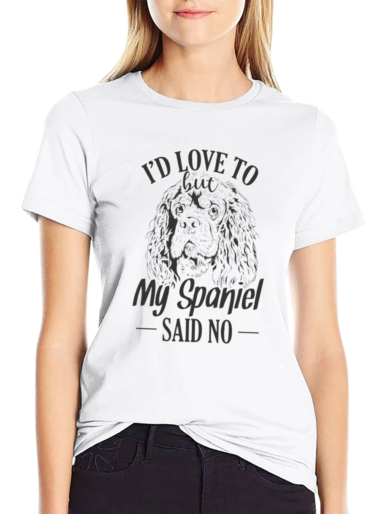 Black My Spaniel Said No - Funny Dog Lover T-Shirt view 9