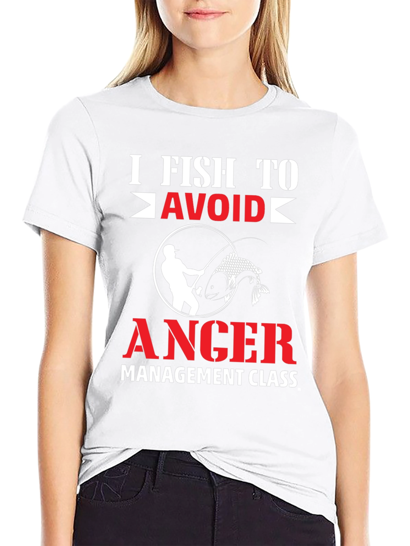 Black I Fish To Avoid Anger T-Shirt view 9