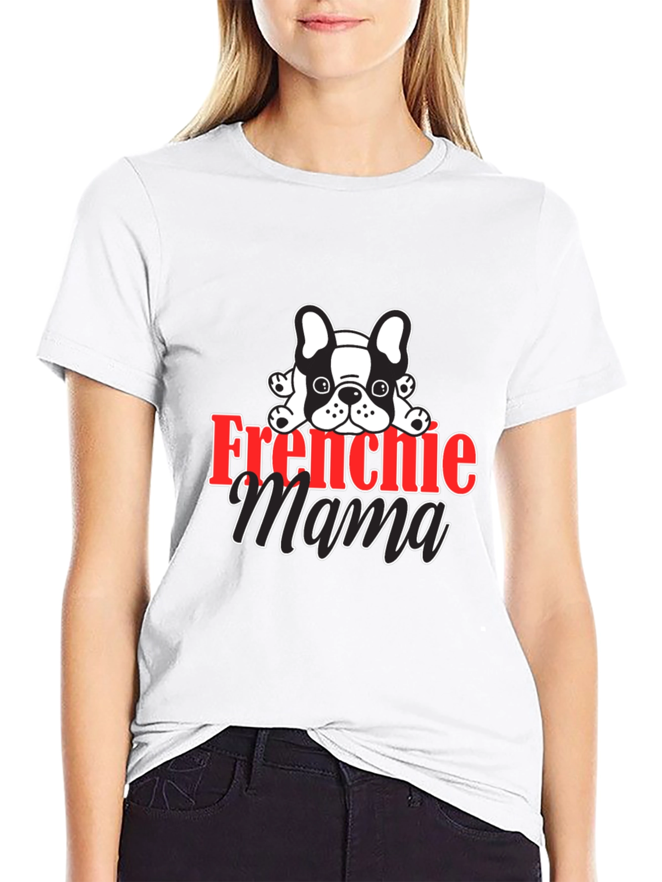 Black Frenchie Mama Black T-Shirt view 9