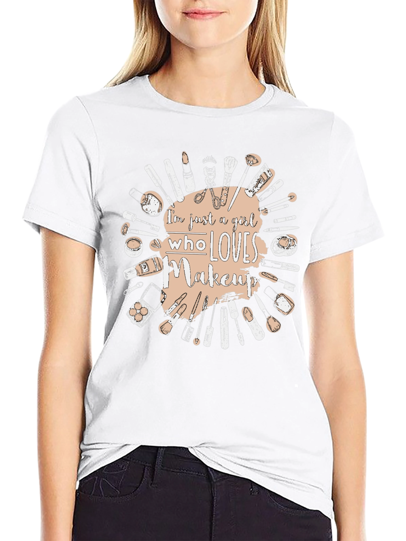 Black Makeup Lover T-Shirt - Just a Girl Who Loves Makeup view 9