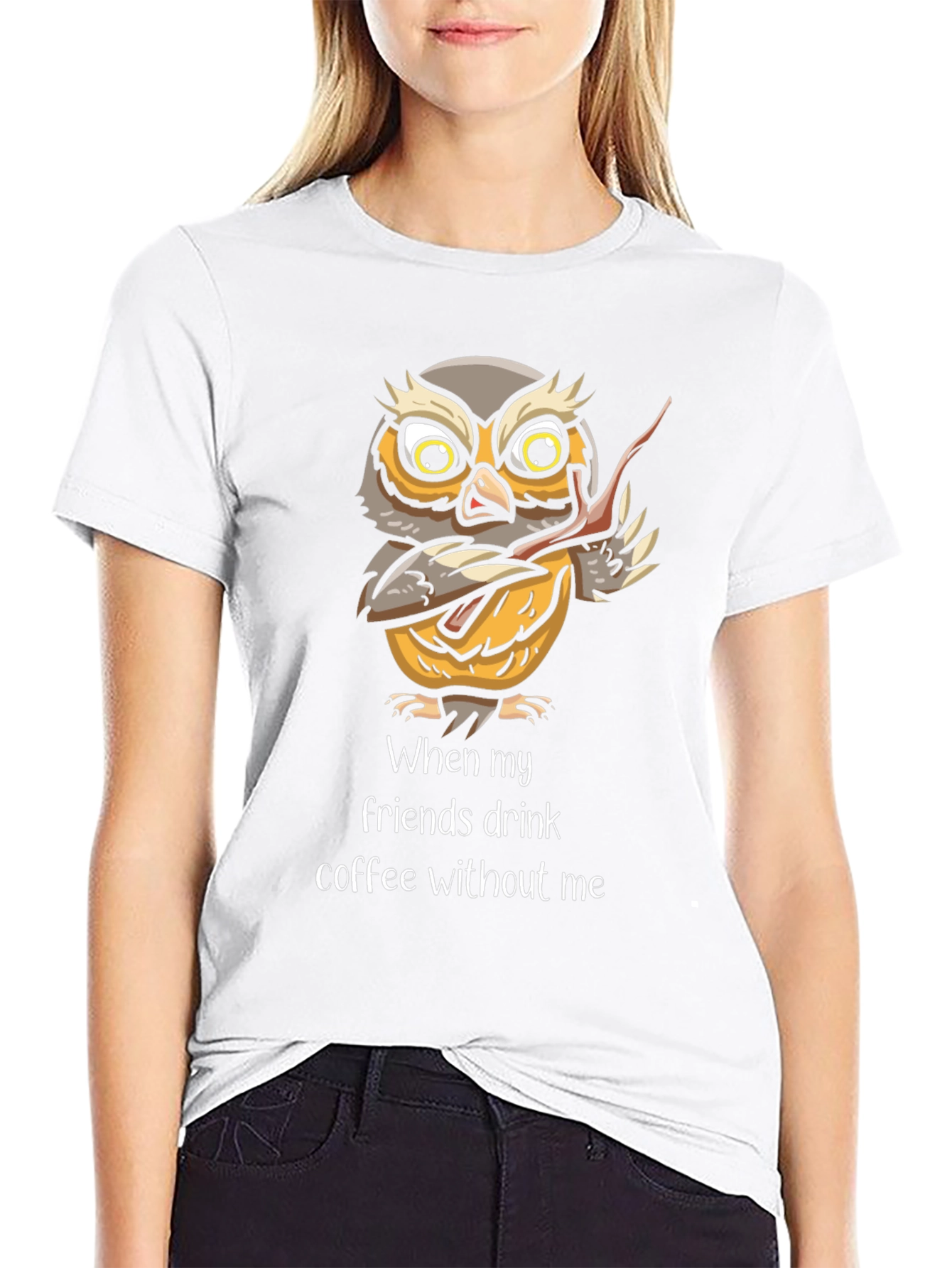 Black Funny Owl Coffee T-Shirt view 9