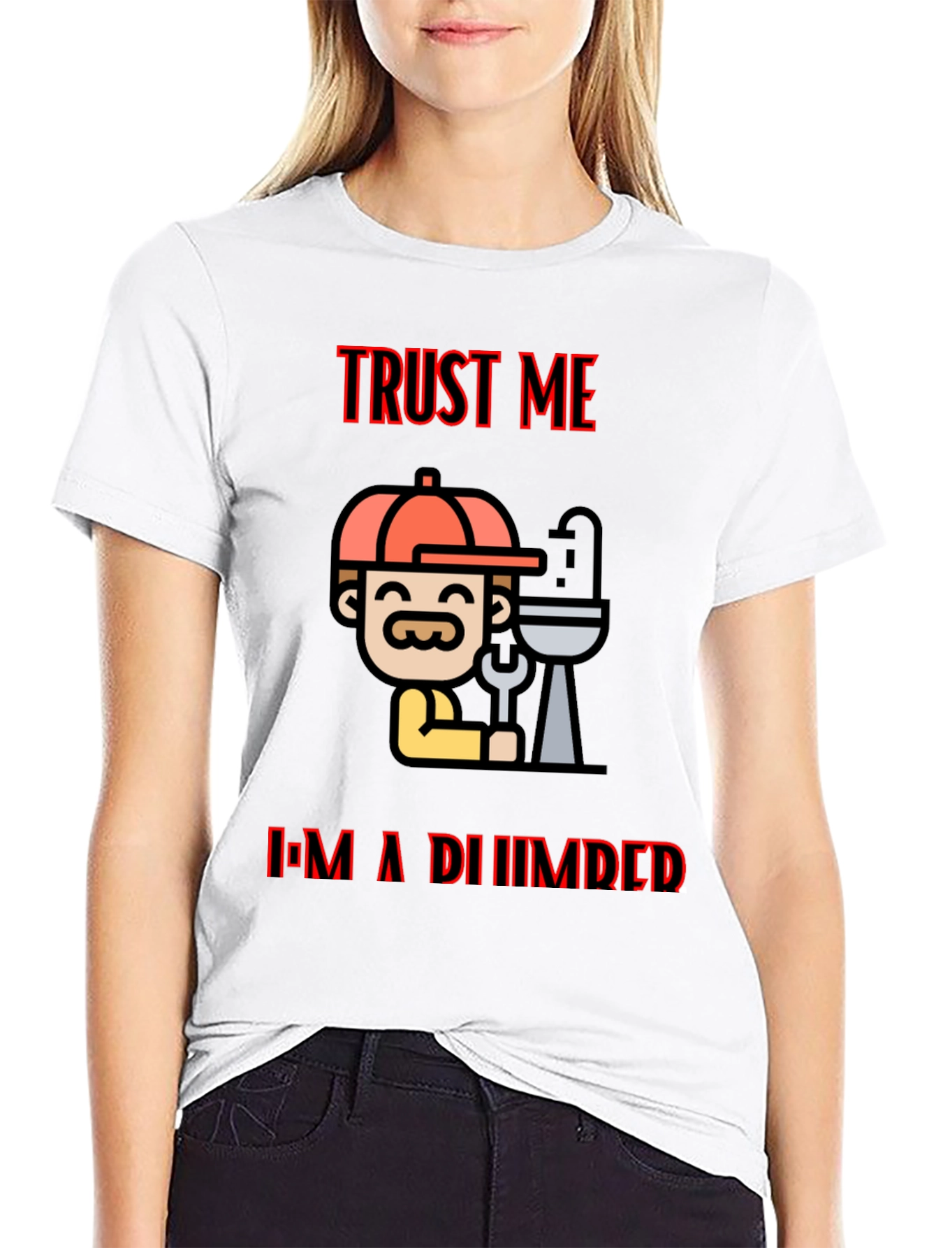 Black Trust Me I'm A Plumber Black T-Shirt view 9