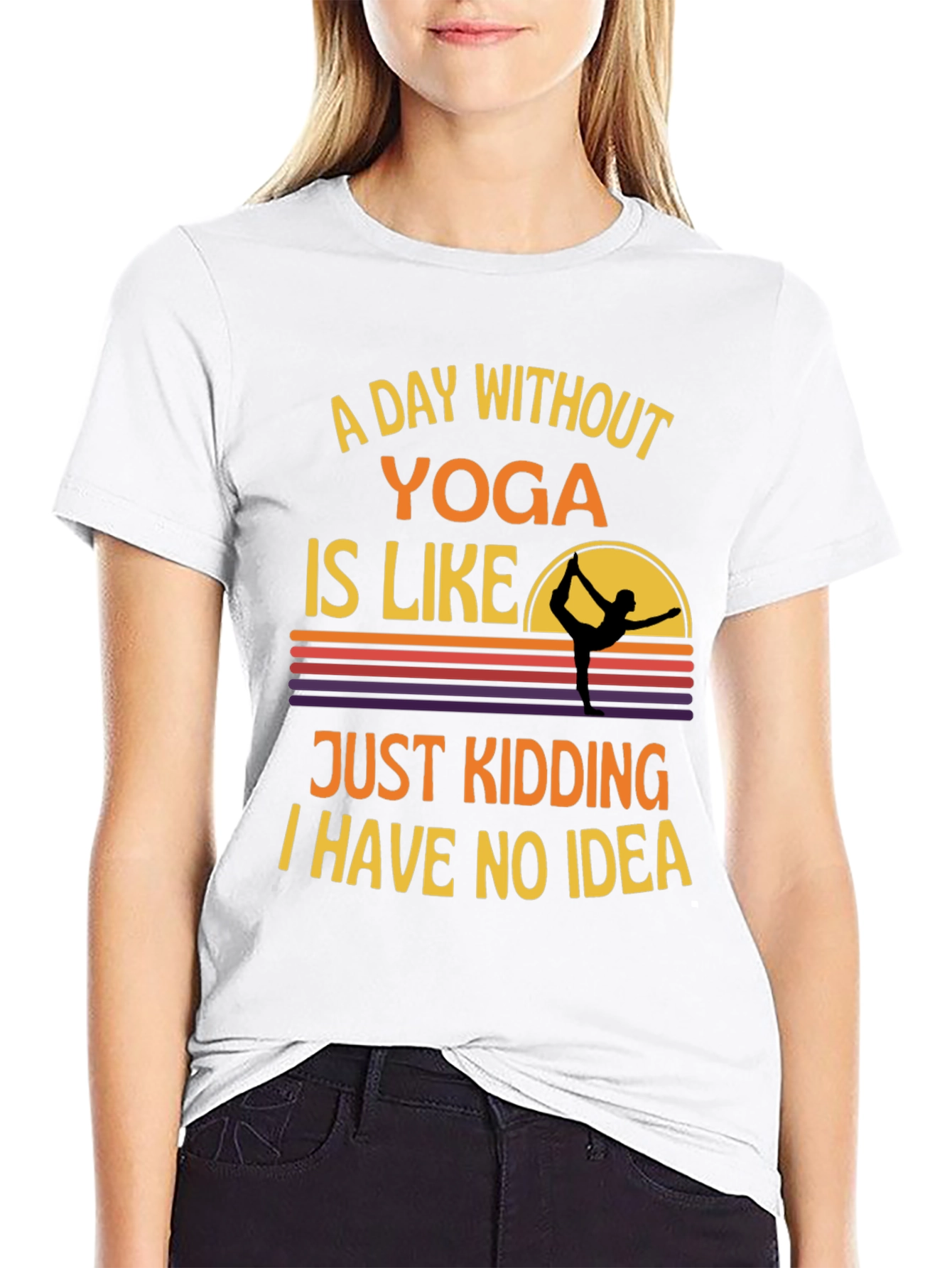 Black Yoga Humor Graphic Tee - A Day Without Yoga T-Shirt view 9