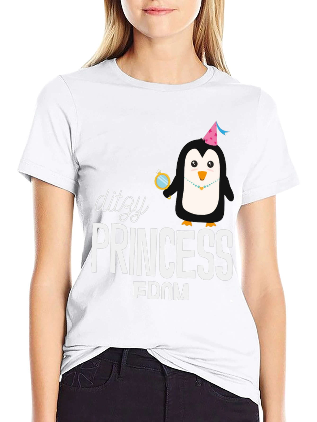Black Dizzy Princess Penguin Graphic Tee view 9